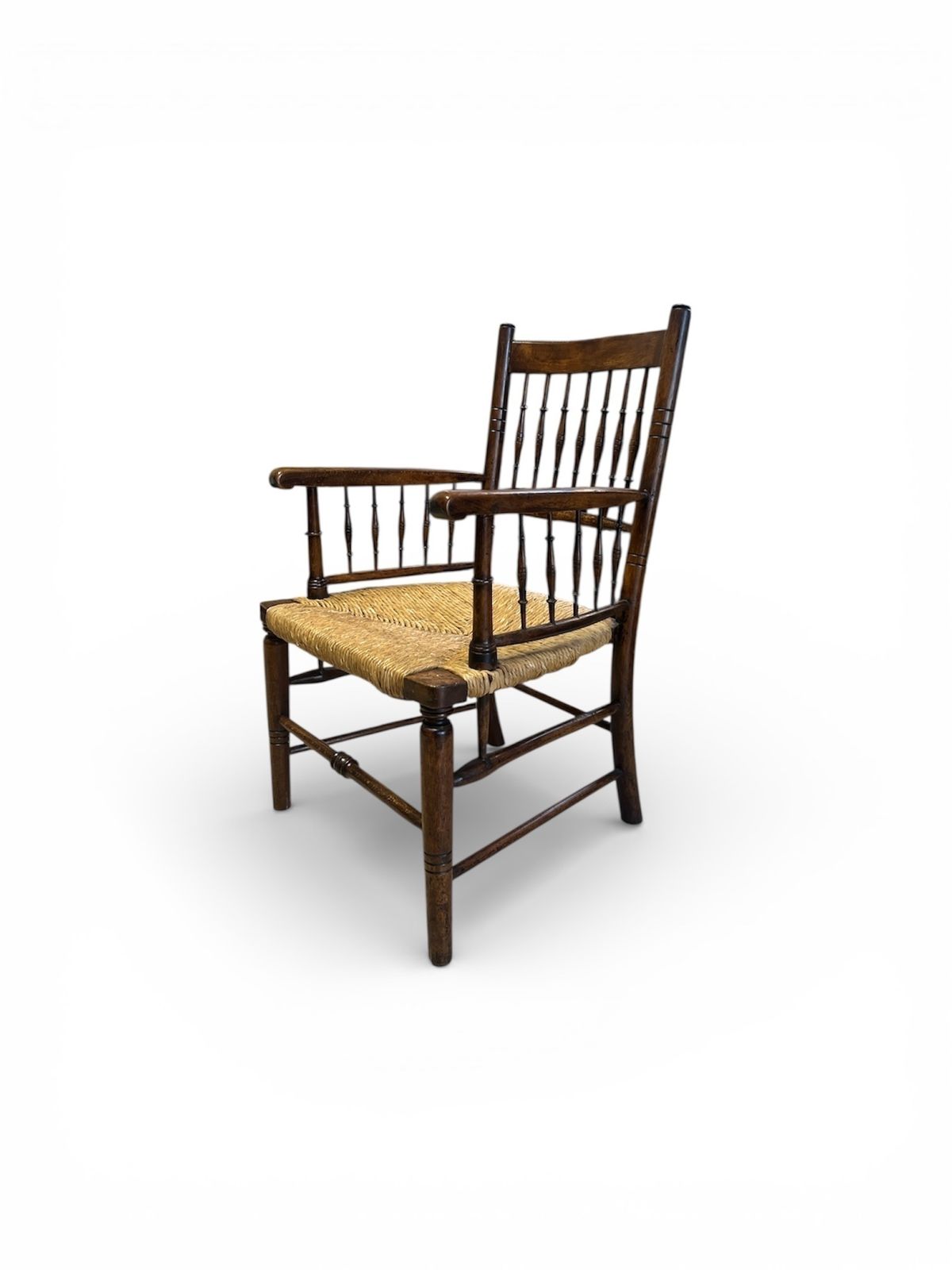 An Aesthetic Movement Rush Seat Armchair Circa 1890, Attributed To Liberty And Co In The Manner Of M photo Furniture