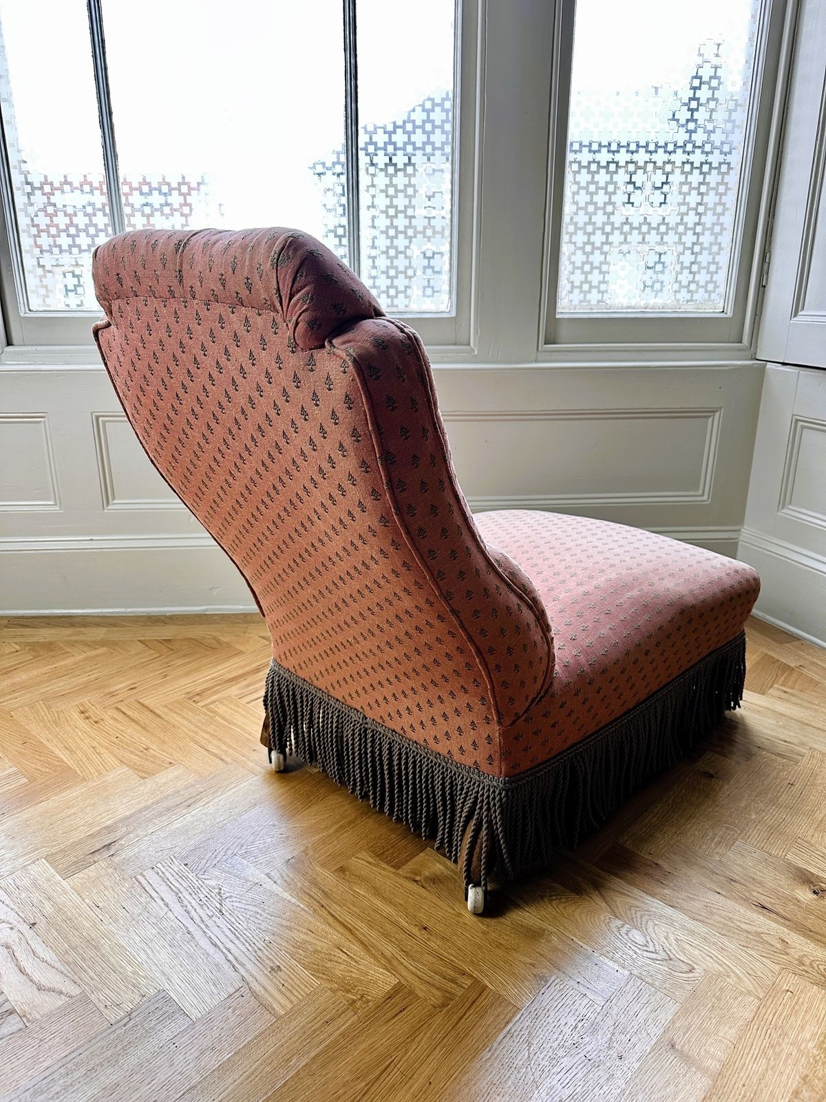 Antique Slipper Chair With Fringe photo buy