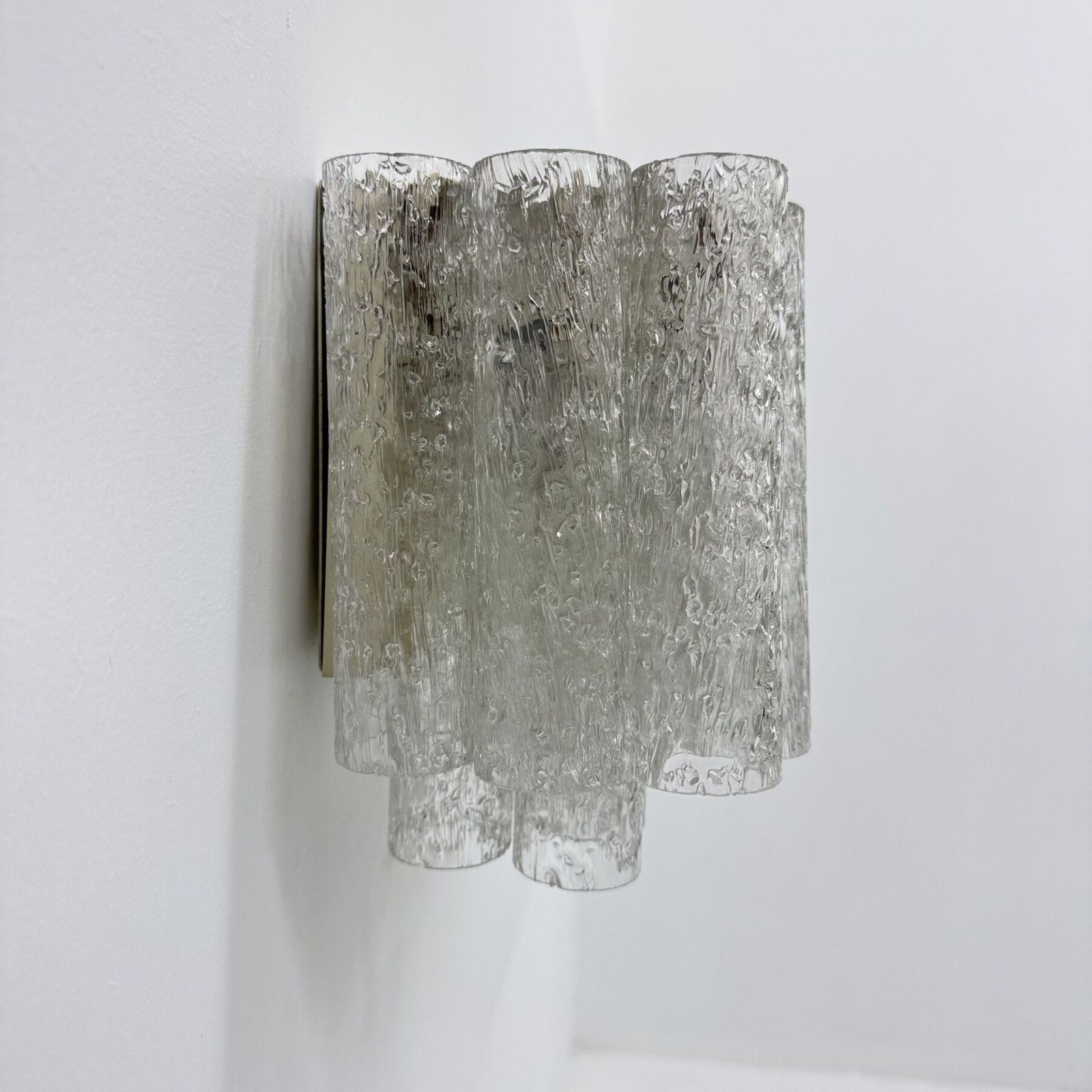 Doria Leuchten ijsglas buis wandlamp, jaren 1970 photo 1609.0