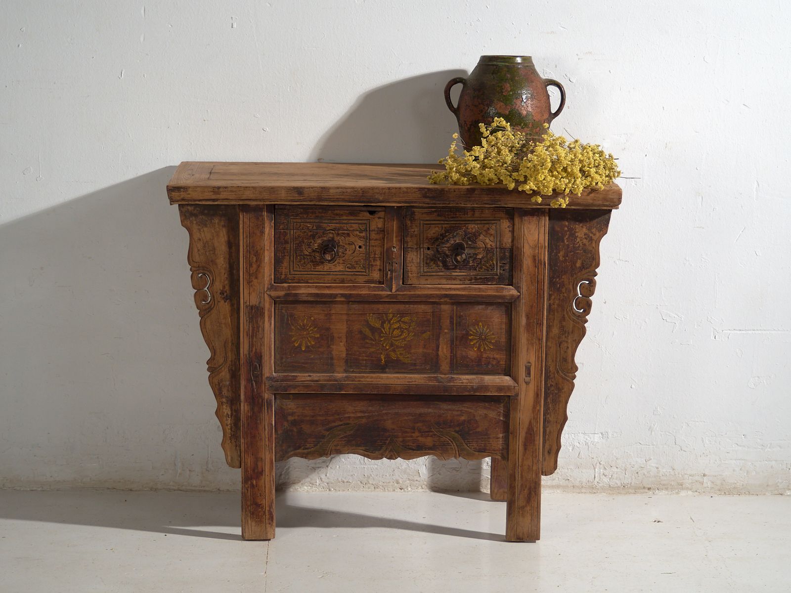 Antique Carved Console In Pine Wood – China, Circa 1900 photo vintage