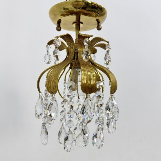 Palwa Crystal Flush Mount By Ernst Palme, Brass Pineapple , 1960s , Germany photo furniture