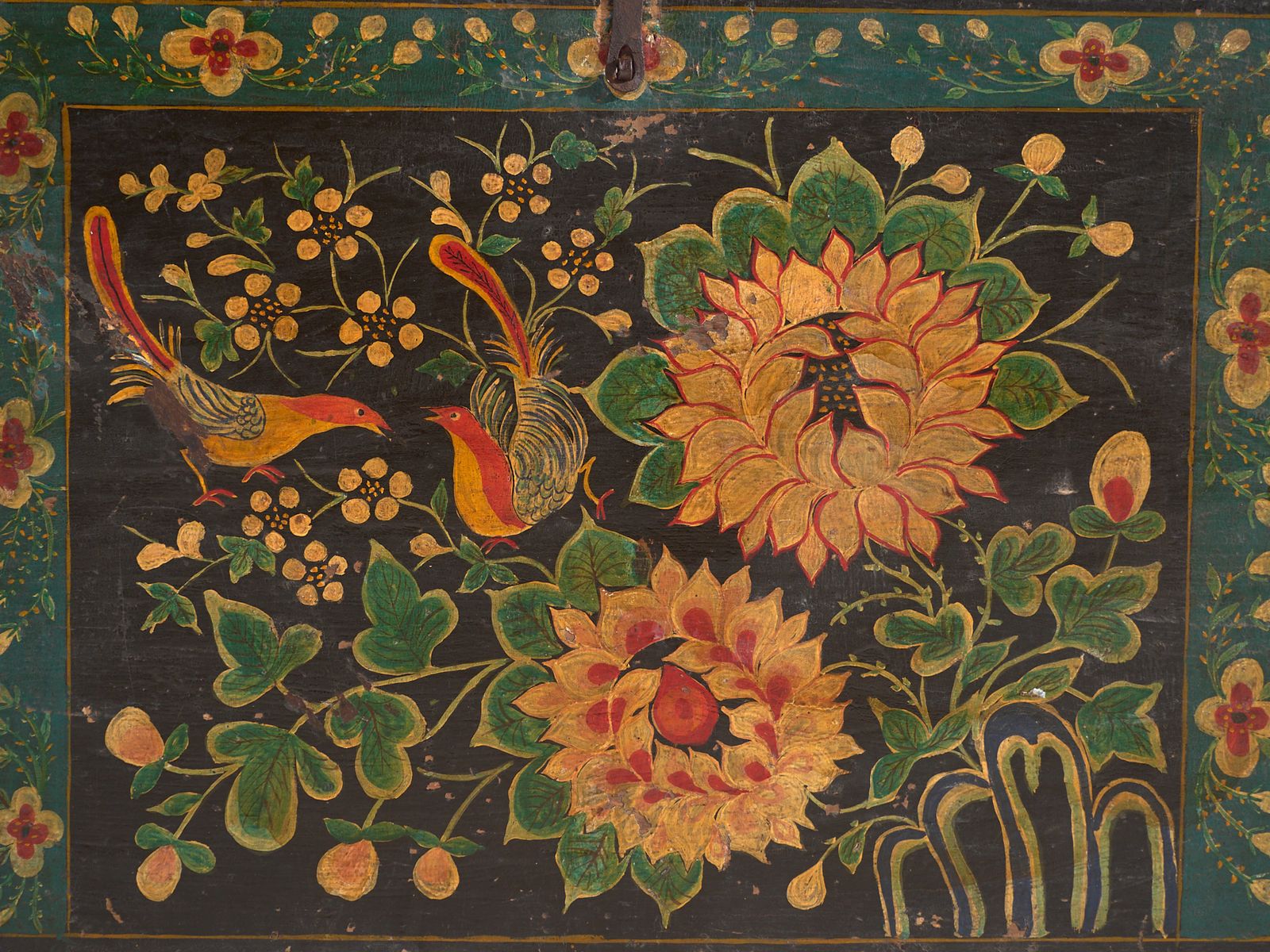 Antique Painted Chinese Trunk In Pine Wood – China, Circa 1900 photo vintage