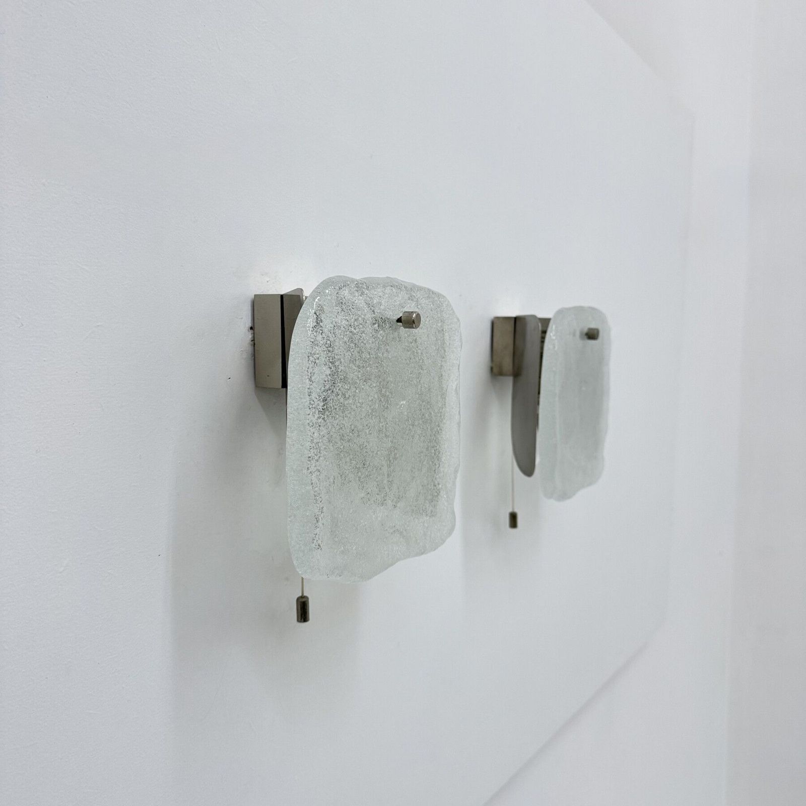 Set Of 2 J.T. Kalmar Ice Glass Wall Lamps Sconce , 1970s , Germany photo buy
