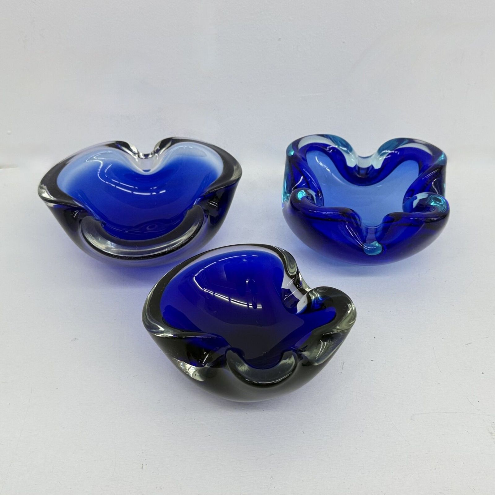 Mid-Century Design Set van 6 Blauwe Murano Glazen Schalen, jaren 1970 photo vinterior