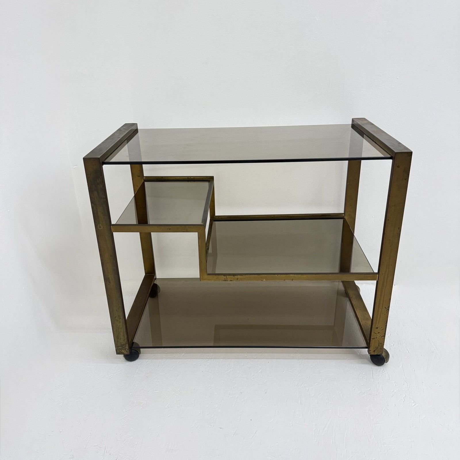 Mid-Century Messing Barwagen met Rookglas, jaren 1970 photo vinterior