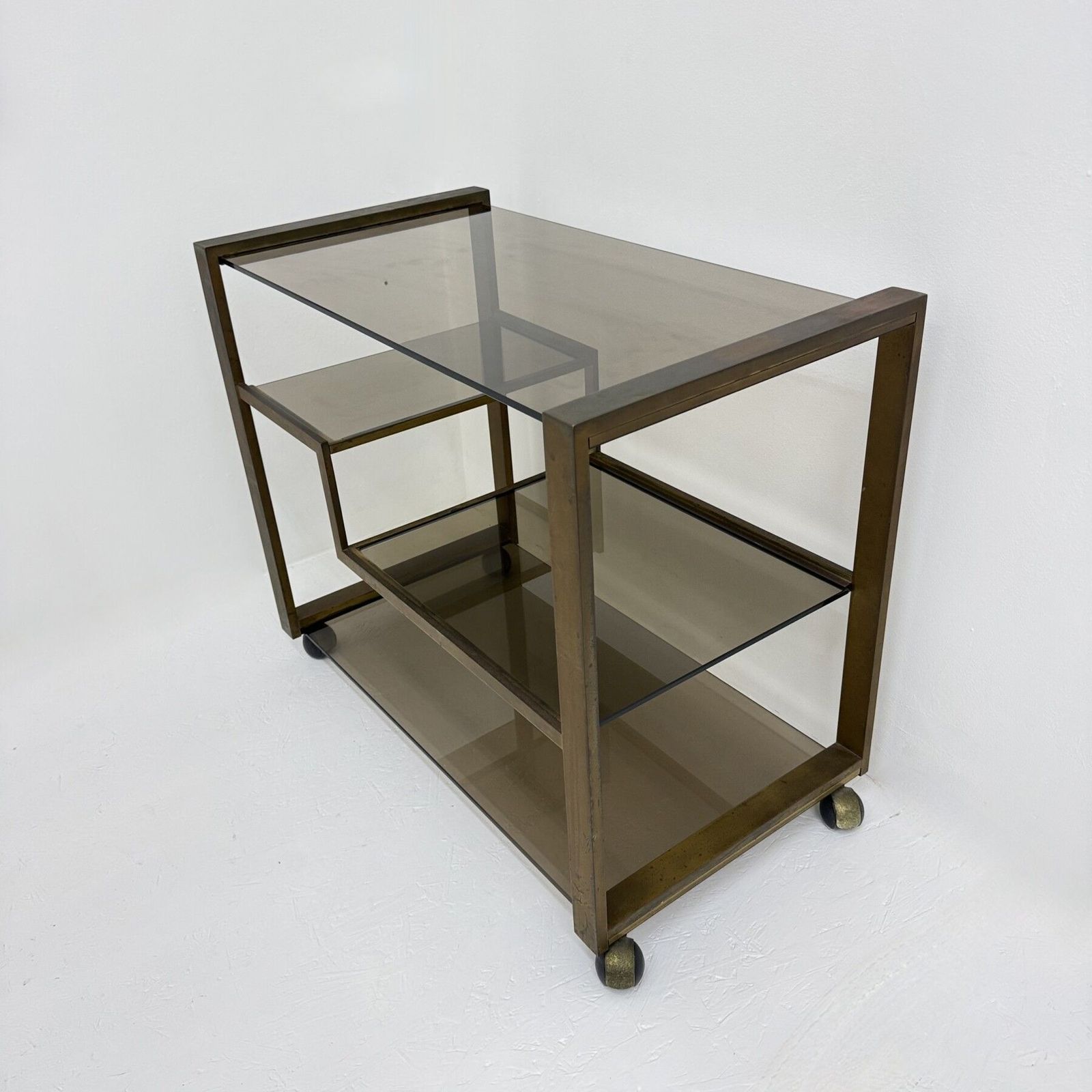 photo buy Mid-Century Messing Barwagen met Rookglas, jaren 1970