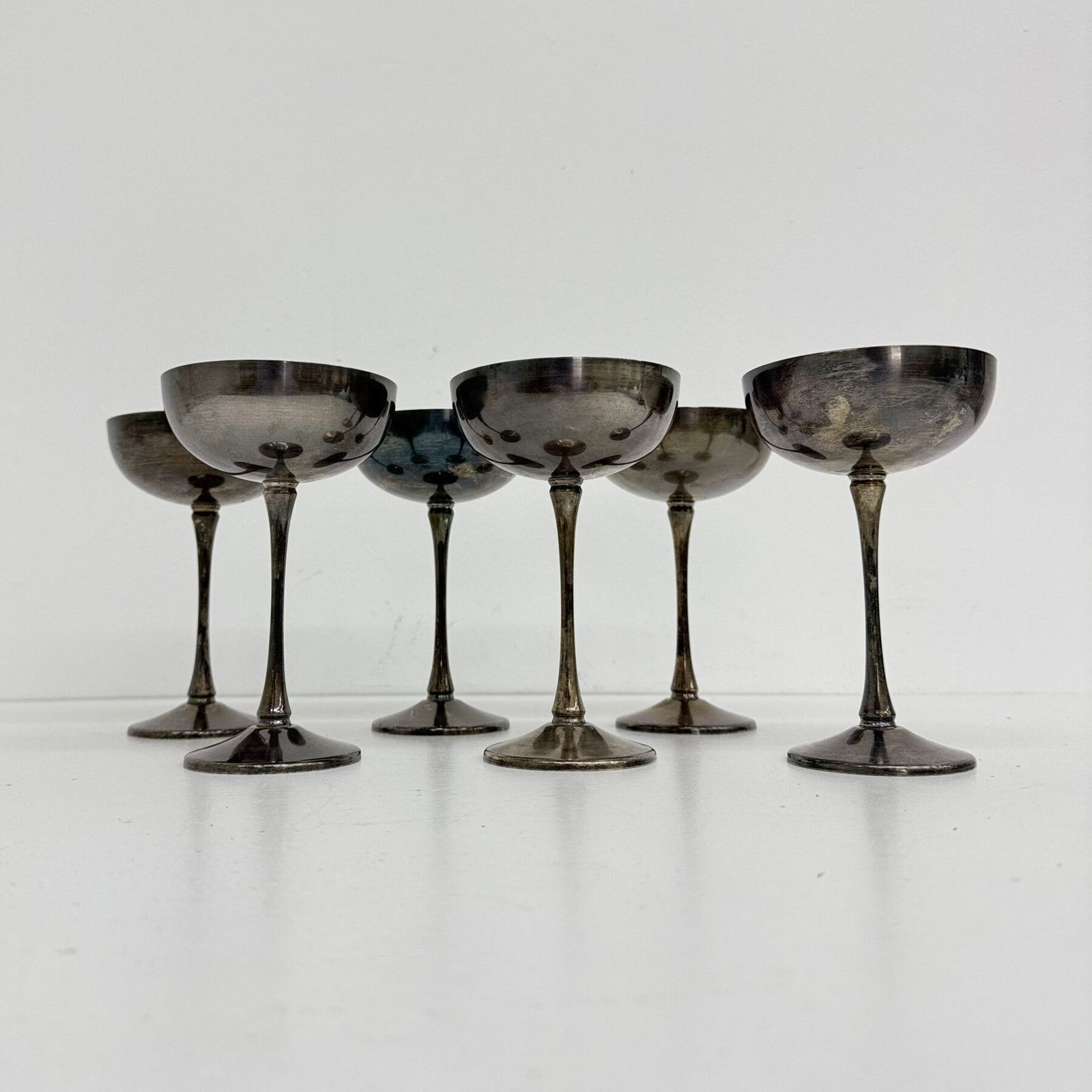 Ensemble de 6 coupes à champagne en laiton argenté, années 1970, Italie photo furniture