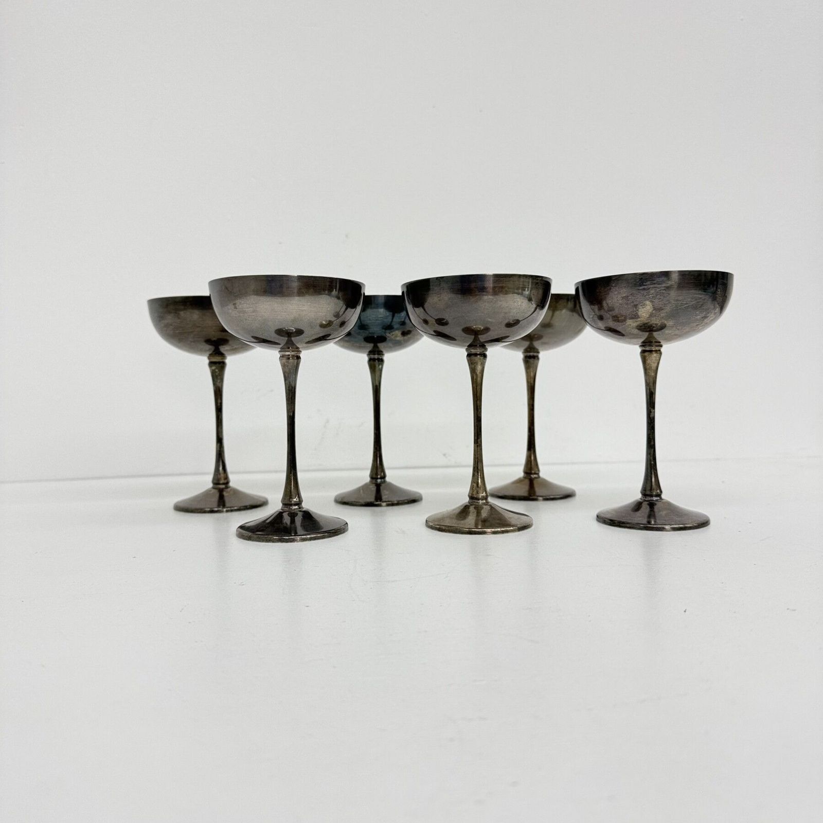 Ensemble de 6 coupes à champagne en laiton argenté, années 1970, Italie photo buy