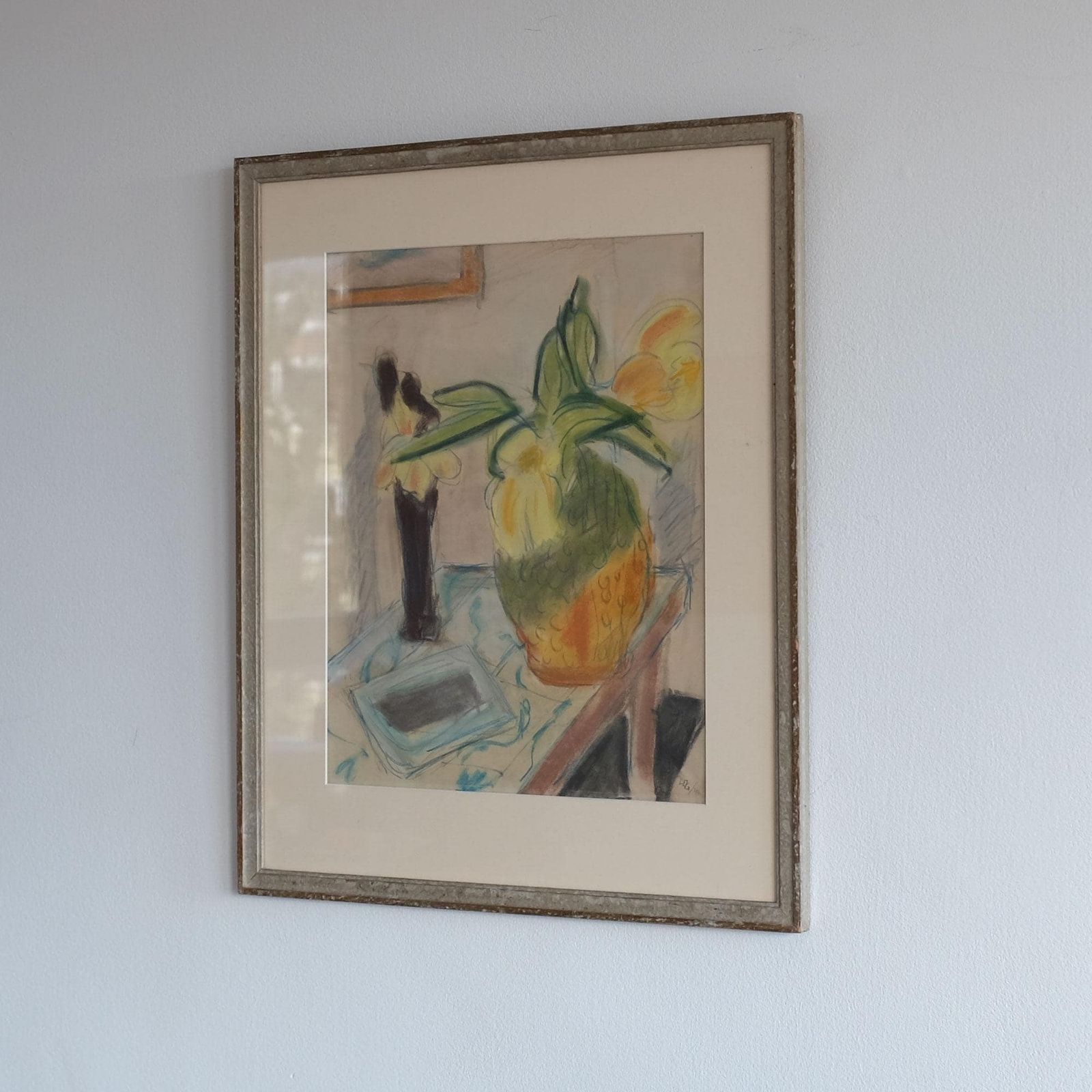 Swedish Still Life Drawing, Mid Century Scandinavian Art, Vintage Art photo furniture