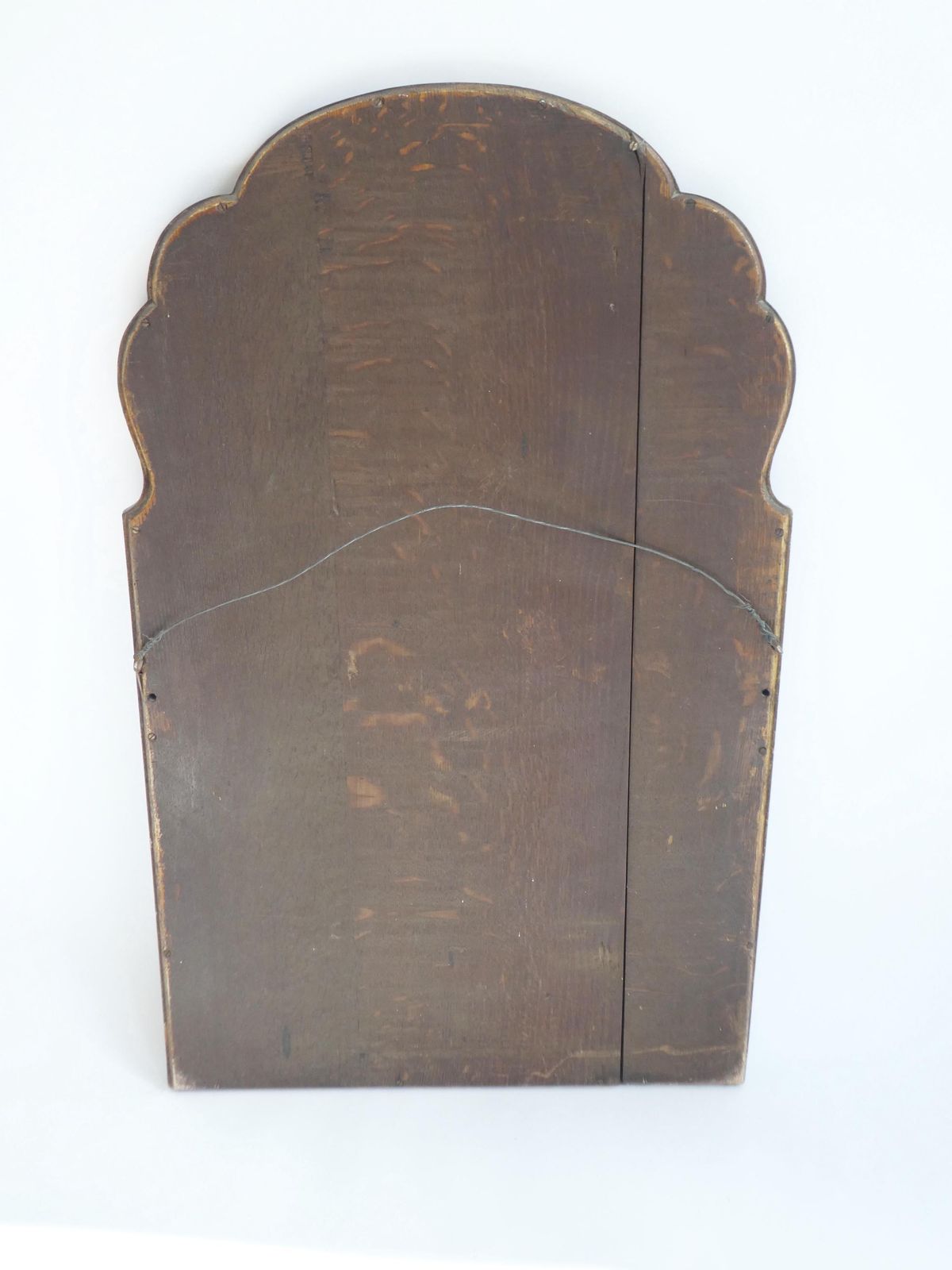 1100.0 Antique Large Wooden Scalloped Lacquered Mirror, Dutch Wall Mirror With Beveled Glass, Farmhouse Wall Decor photo