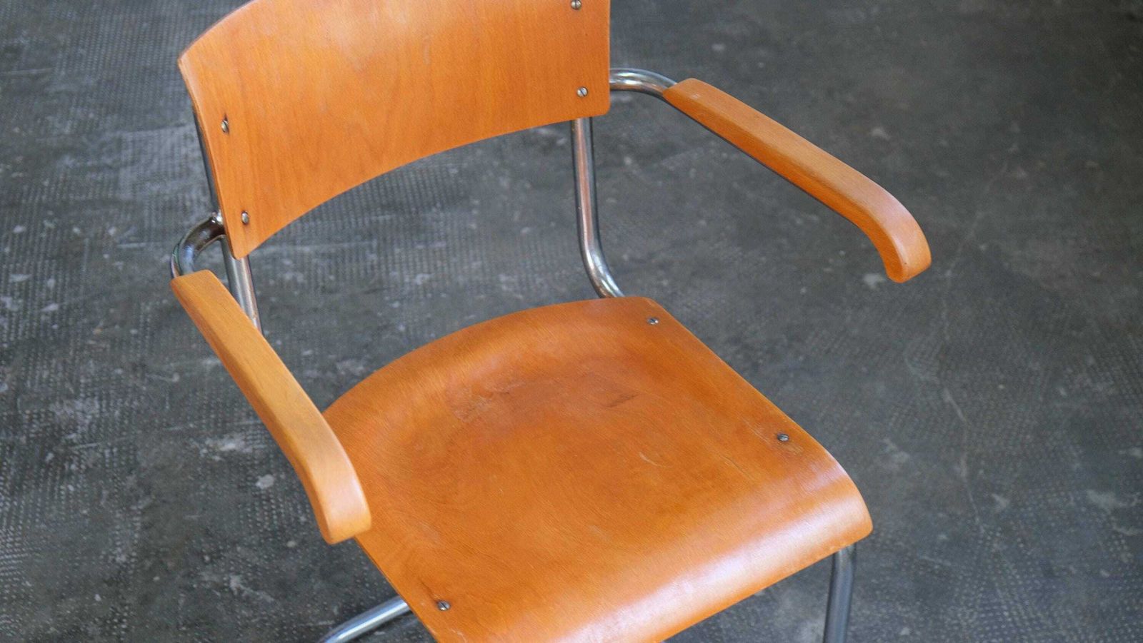 Bauhaus Cantilever Armchair By Mart Stam, In Orange Brown photo for sale