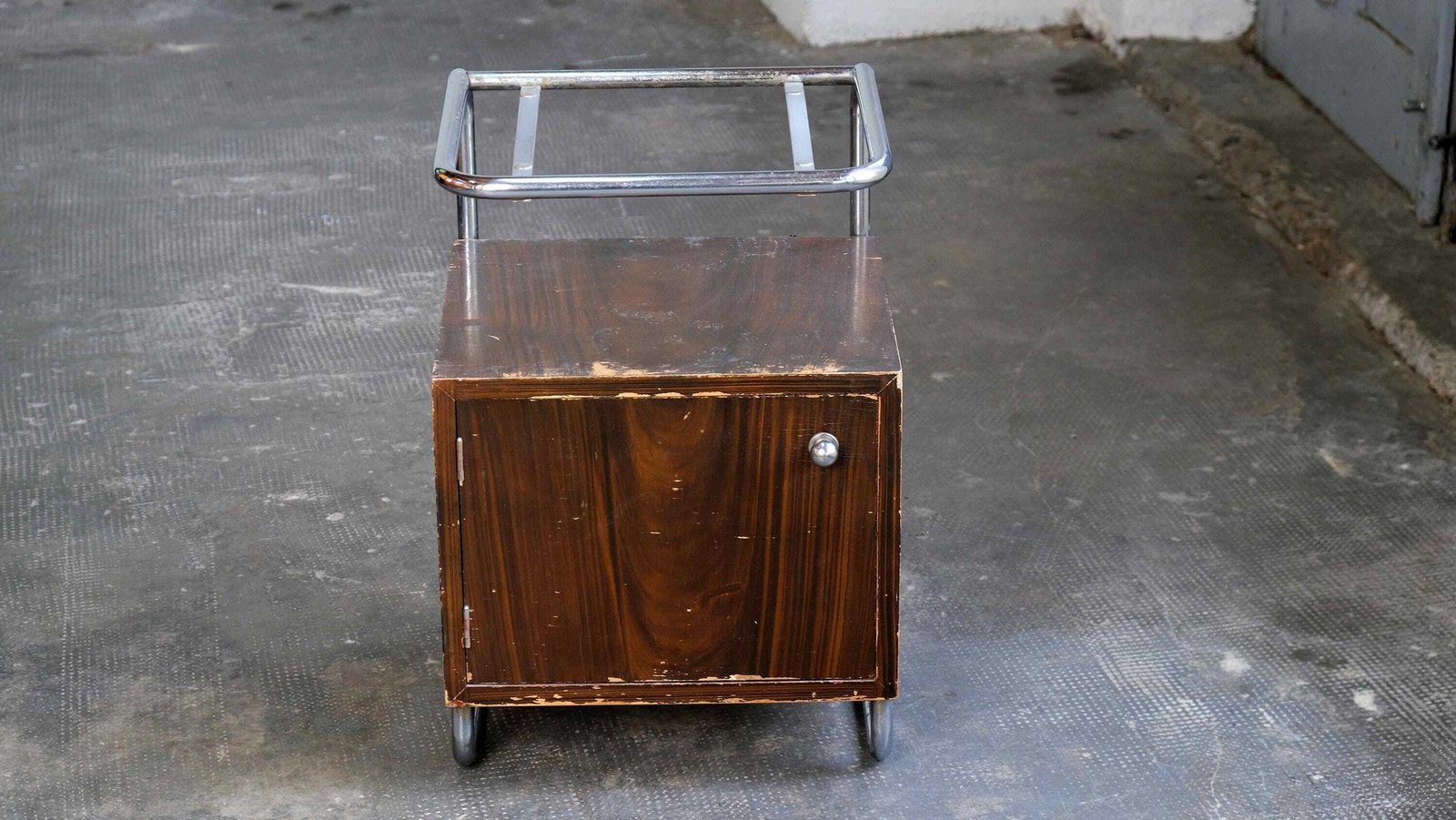 Bauhaus Bedside Table With Wood Painting #10 photo for sale
