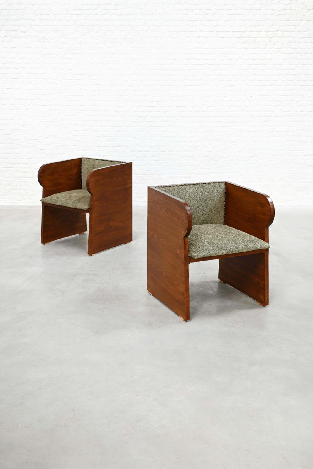 Pair Of Swedish Modern Armchairs, Sculptural Pine, Sweden, 1940s photo vintage