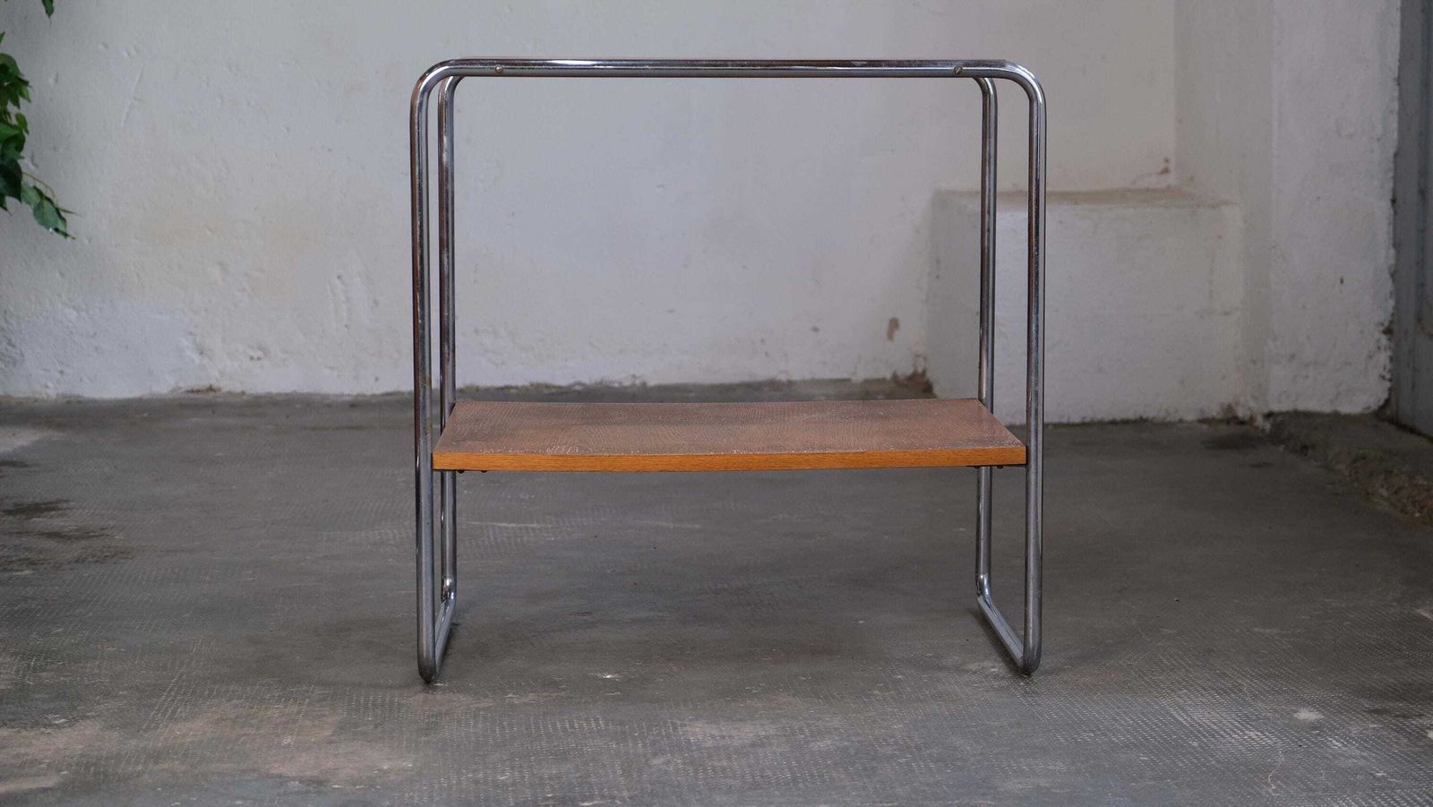 Bauhaus Shelf / Side Table With Chrome Plated Steel Tube Frame #62 photo for sale