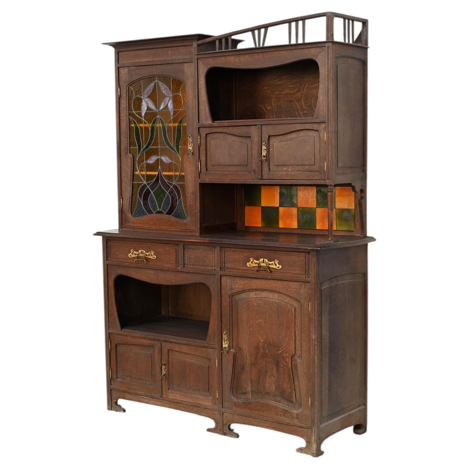 Art Nouveau Cabinet Attributed To Gustave Serrurier Bovy, Belgium, Circa 1900