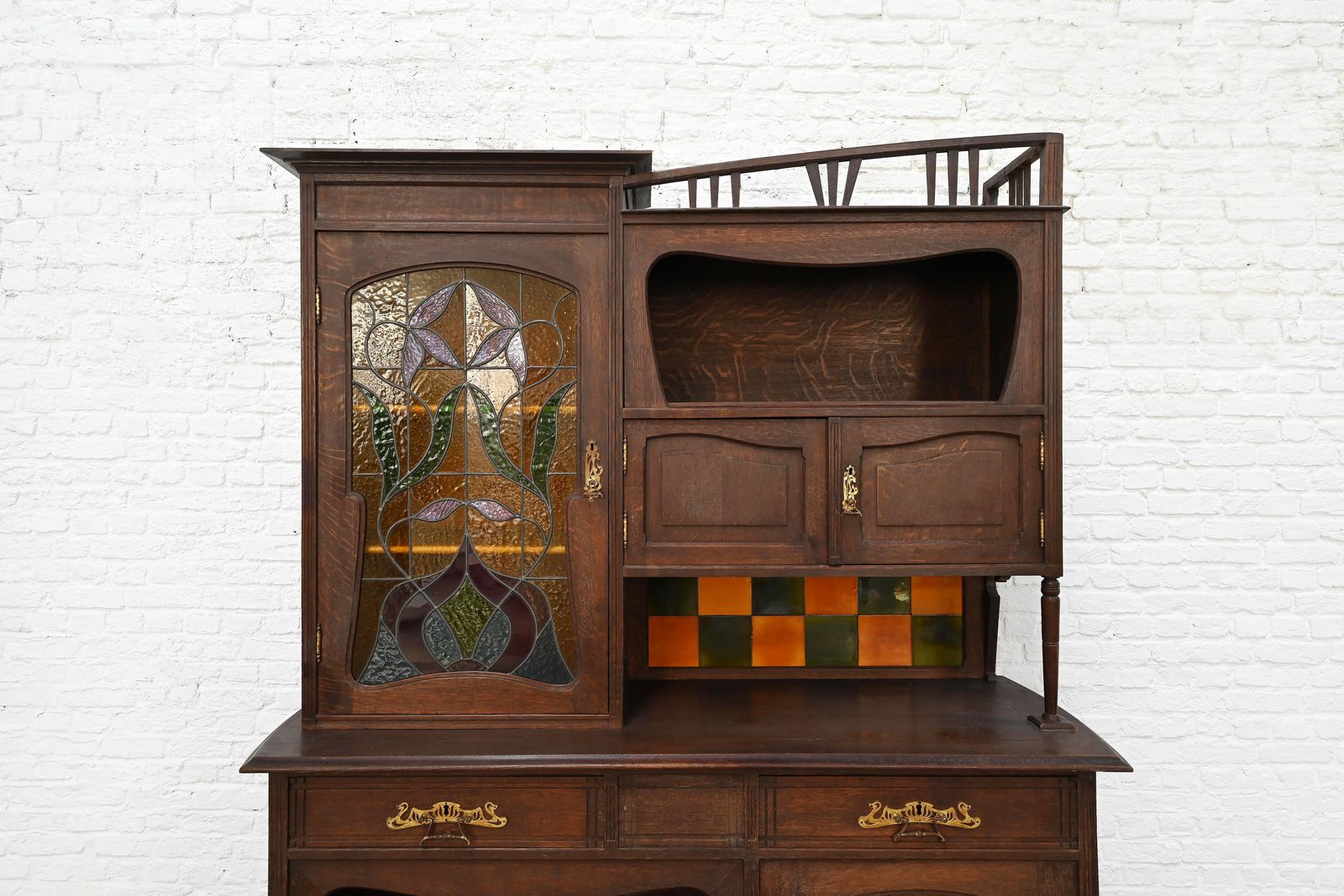 Art Nouveau Cabinet Attributed To Gustave Serrurier Bovy, Belgium, Circa 1900 photo 5622.0