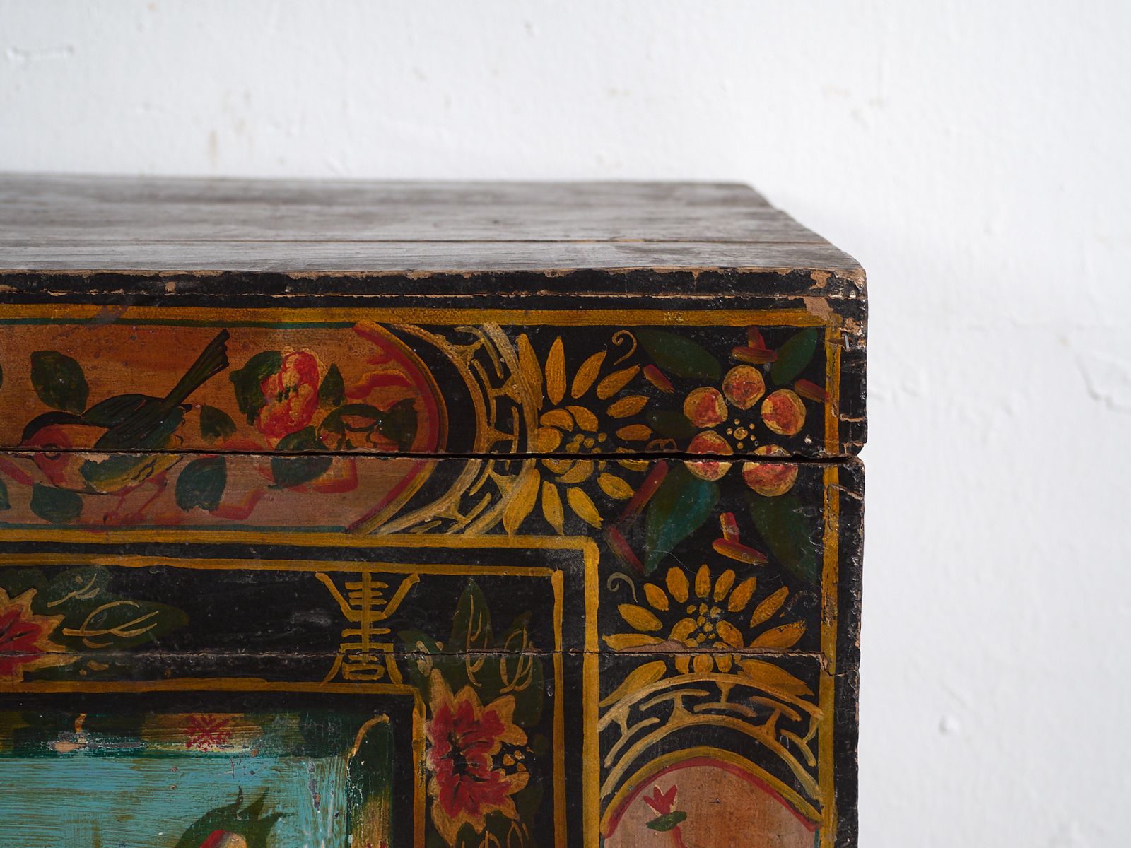 Antique Painted Chinese Trunk In Pine Wood – China, Circa 1900 photo buy