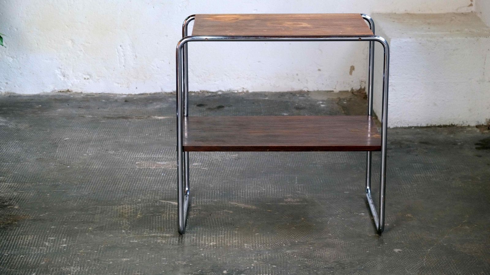 Bauhaus Shelf / Side Table With Chrome Plated Steel Tube Frame #60 photo for sale