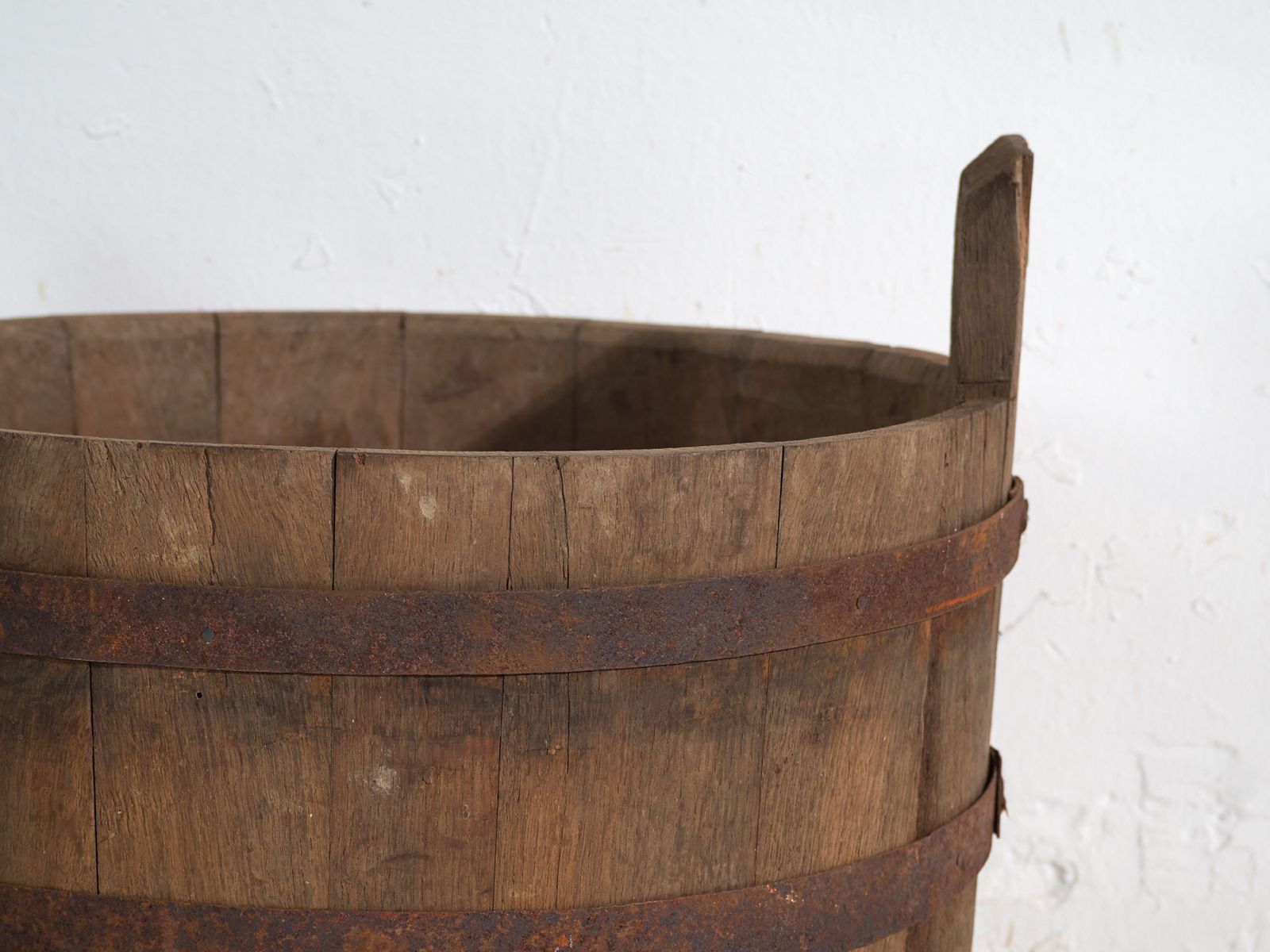 Antique Wooden Barrel With Iron Straps – Central Europe, Circa 1920 photo Garden Decor