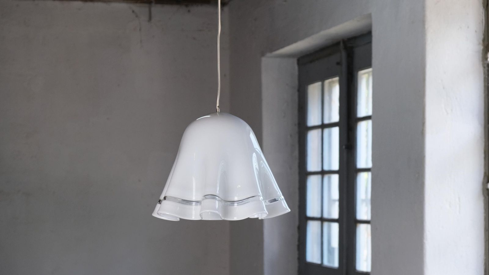 Zenda Pendant Lamp In White Glass By Vistosi