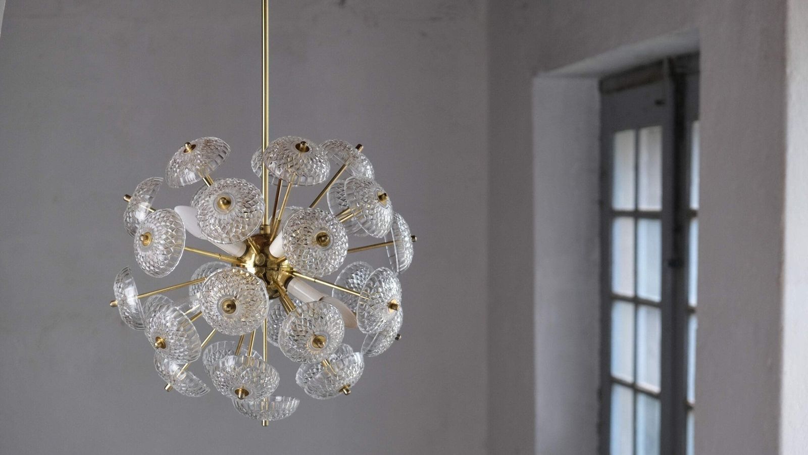 Pendant Lamp / Chandelier By Kamenický šenov "Dandelion", 1970s photo for sale