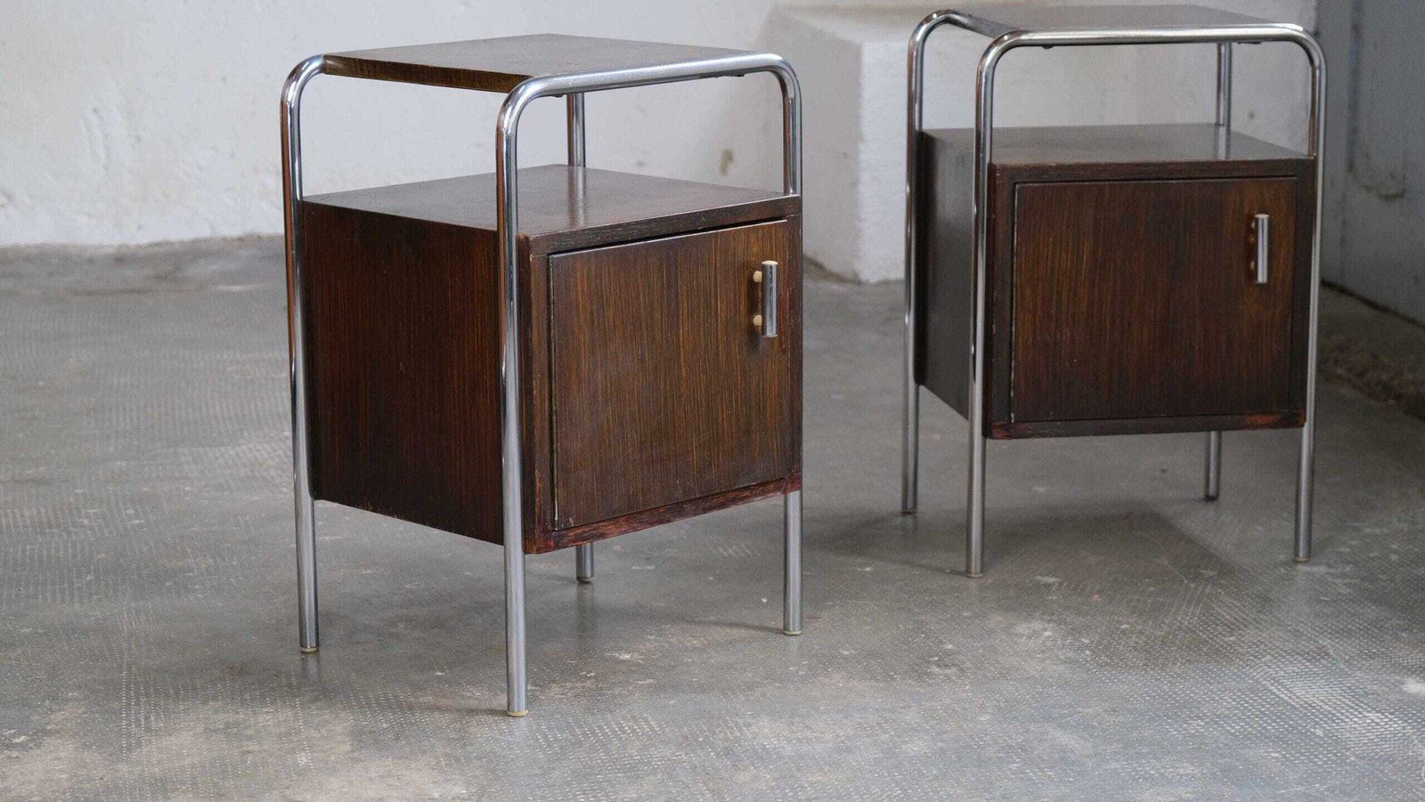 photo furniture 1 Of 2 Bauhaus Bedside Tables In Dark Brown