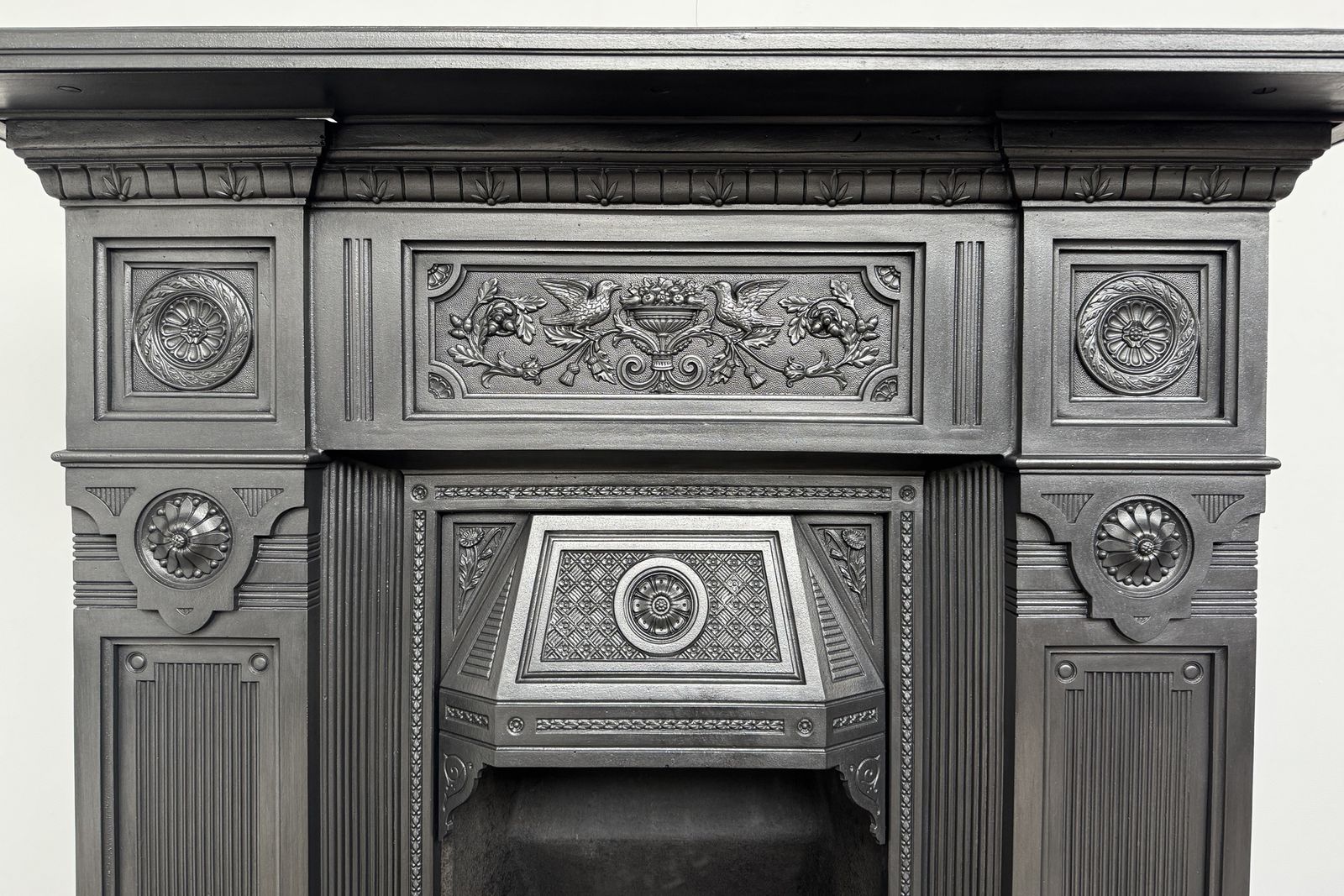 Large Antique Ornate Victorian Cast Iron Combination Fireplace photo Home Fixtures