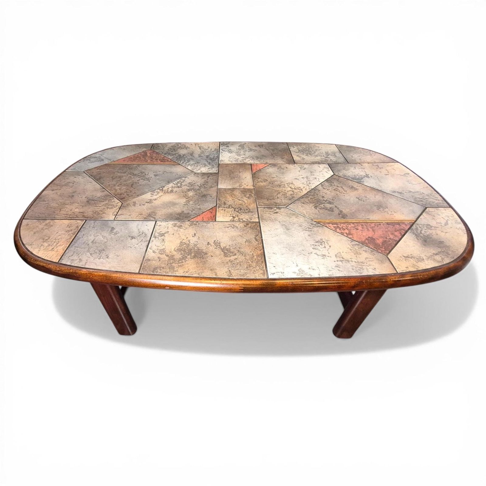 Brutalist Slate Coffee Table Paul Kingma Style Vintage 1970s Stone Copper Mosaic Mid Century Modern Large Statement Table photo buy