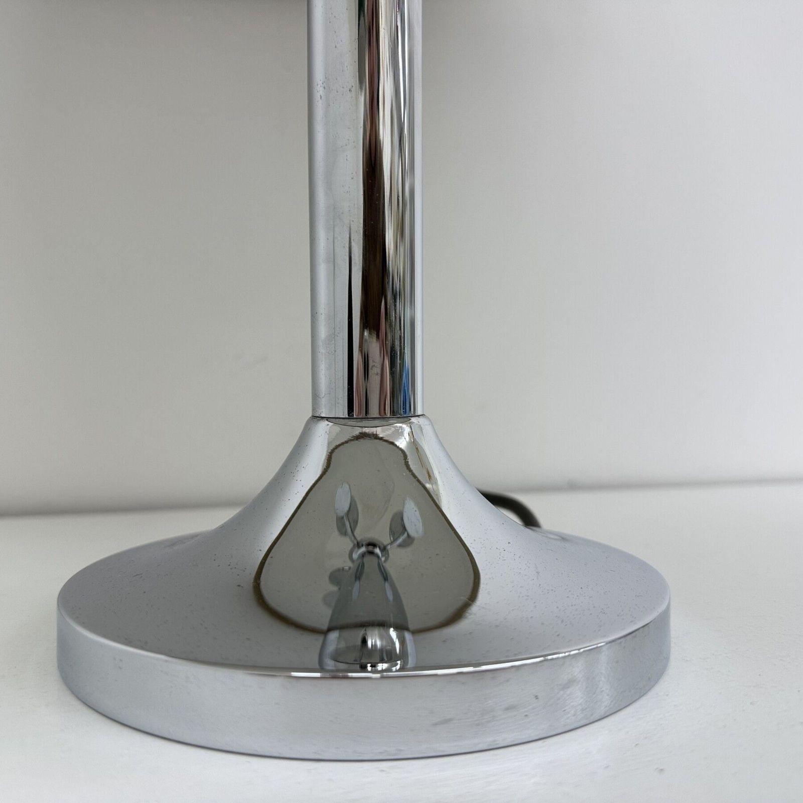 photo for sale Mid Century Mushroom Table Lamp With Chrome Base , 1970s
