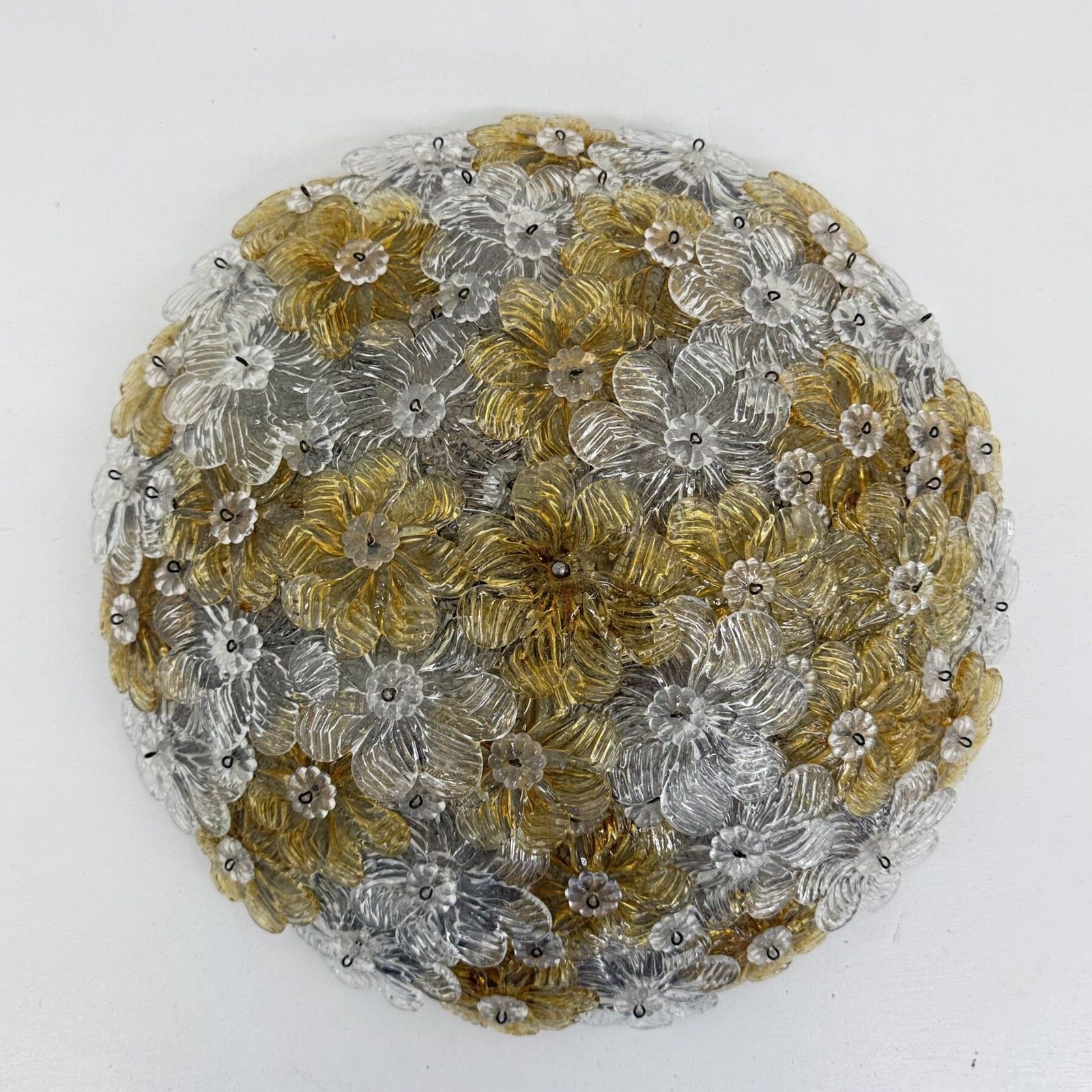 Applique murale / plafonnier Barovier & Toso, fleurs Millefiori, Italie, années 1970