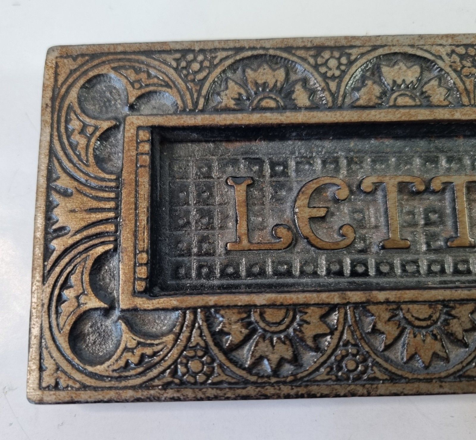 A.Kenrick Antique Victorian Cast Iron Letter Box Plate C.1890 Ornate 'Letters' photo Home Fixtures