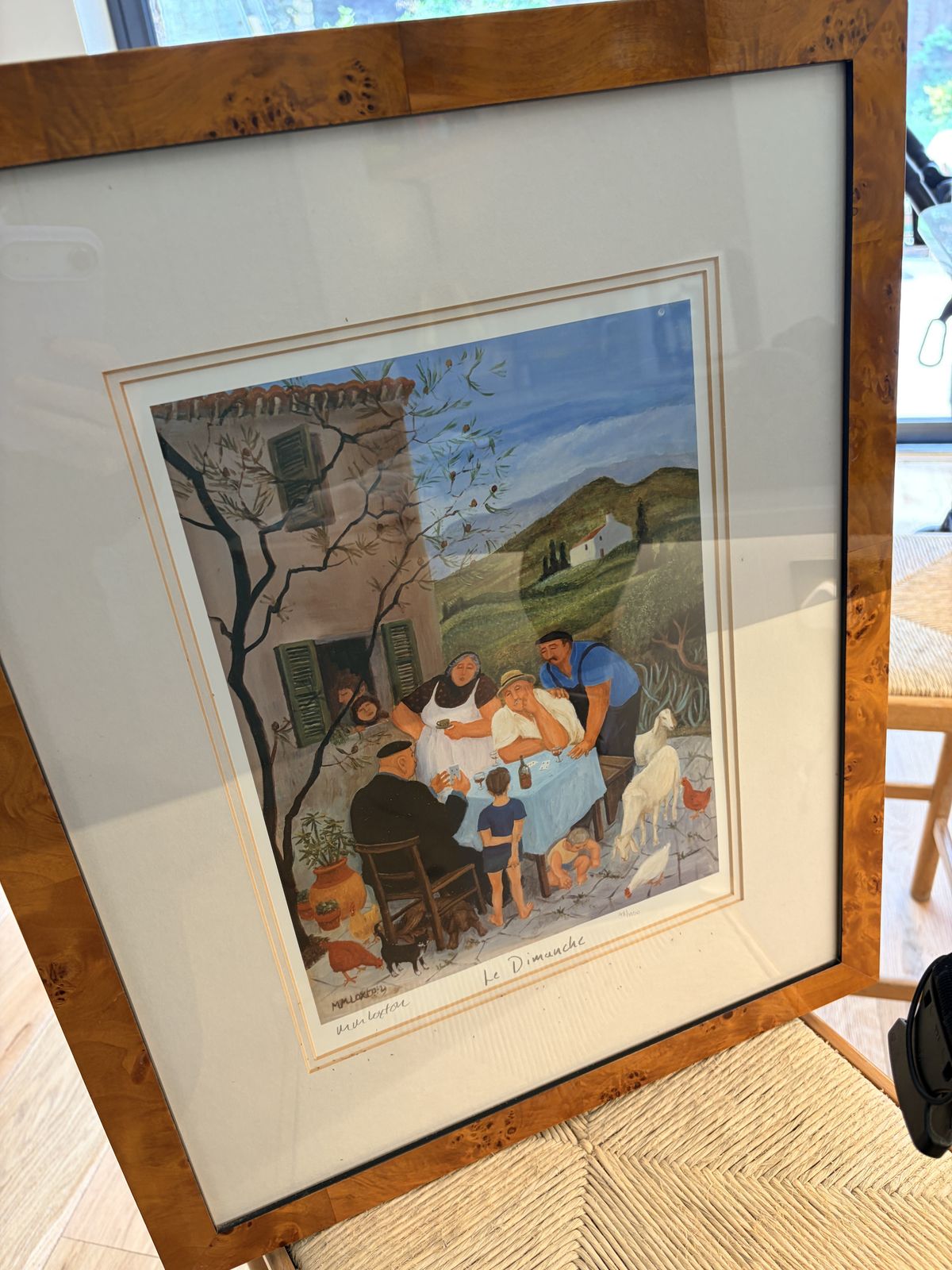 Complete Set Of Beautiful Provençal Prints In Original Burl Wood Frames photo vinterior