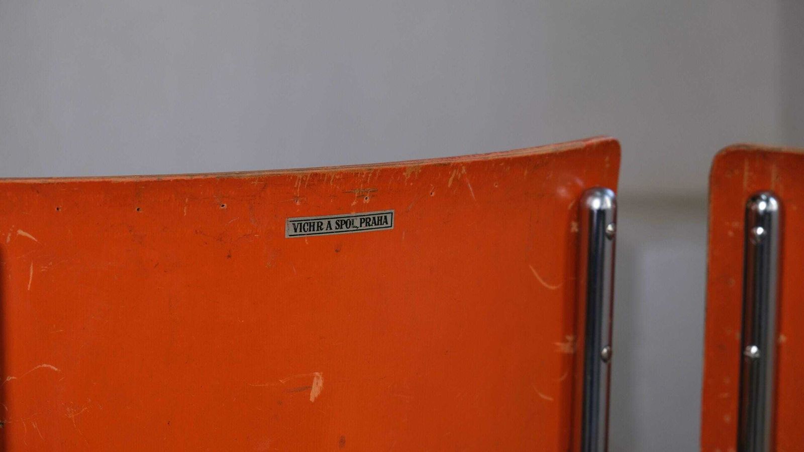 One Of Two Bauhaus Cantilever Chairs By Vichr In Orange photo vinterior