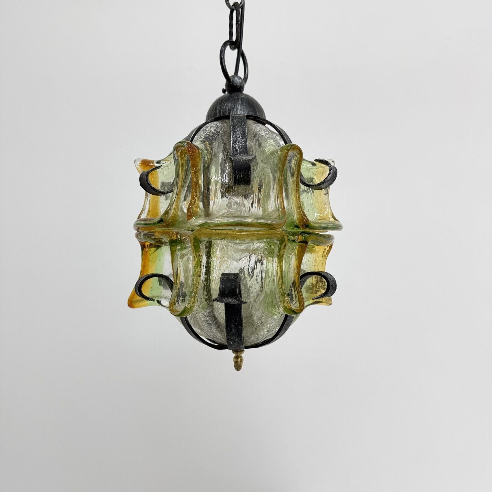 Brutalist Glass And Iron Hanging Lamp , 1970s Hanging Lamp 1970s/ photo buy