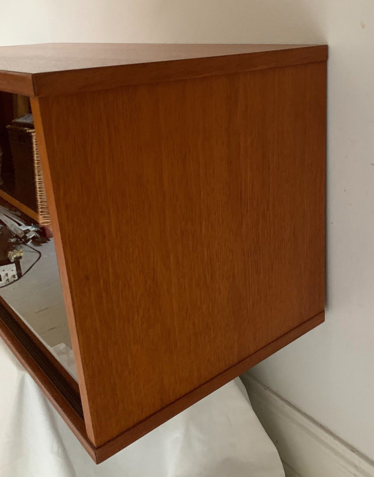 Mid Century Teak Beaver & Tapley 33 Floating Cabinet With Sliding Glass Doors photo 165.0