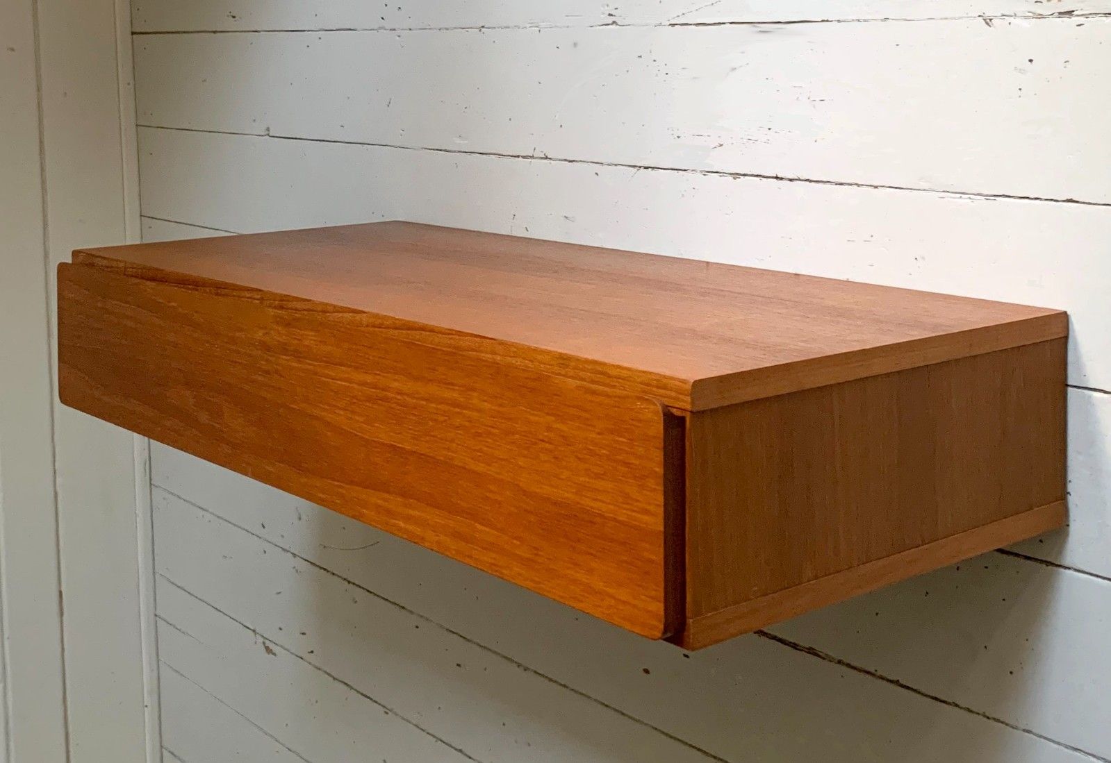 Mid Century Teak Beaver & Tapley 33 Floating Drawer / Shelf  W/ Mounting Bracket