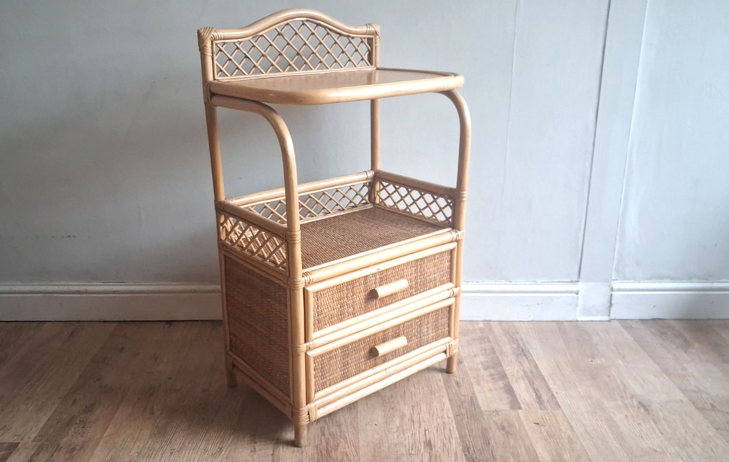 175.0 Superb 1970's Bamboo And Rattan  Chest / Cabinet /Nightstand/Drawers  In Vgc photo