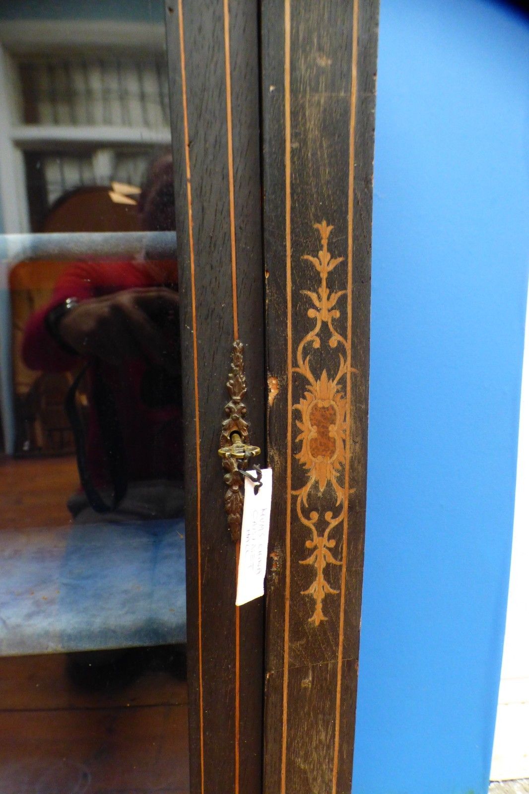 Furniture Victorian Ebonised Pier Display Glazed Cabinet Ornate Details Uk Delivery photo