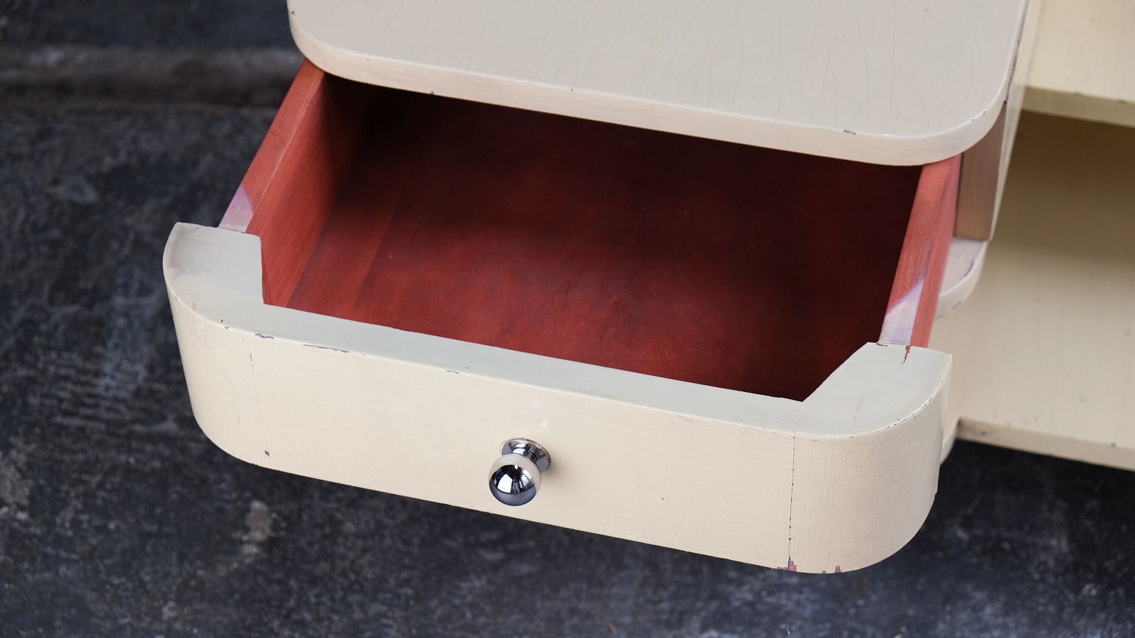 photo furniture Cream Colored Bauhaus Mirror Chest Of Drawers