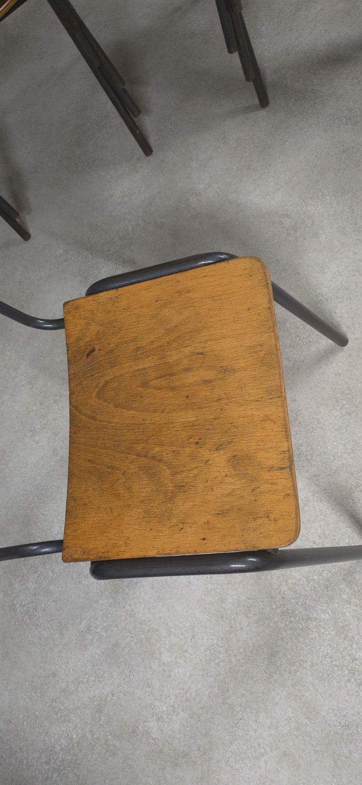 Vintage Industrial Stacking Chairs Steel Style Furniture Plywood & Steel photo vintage