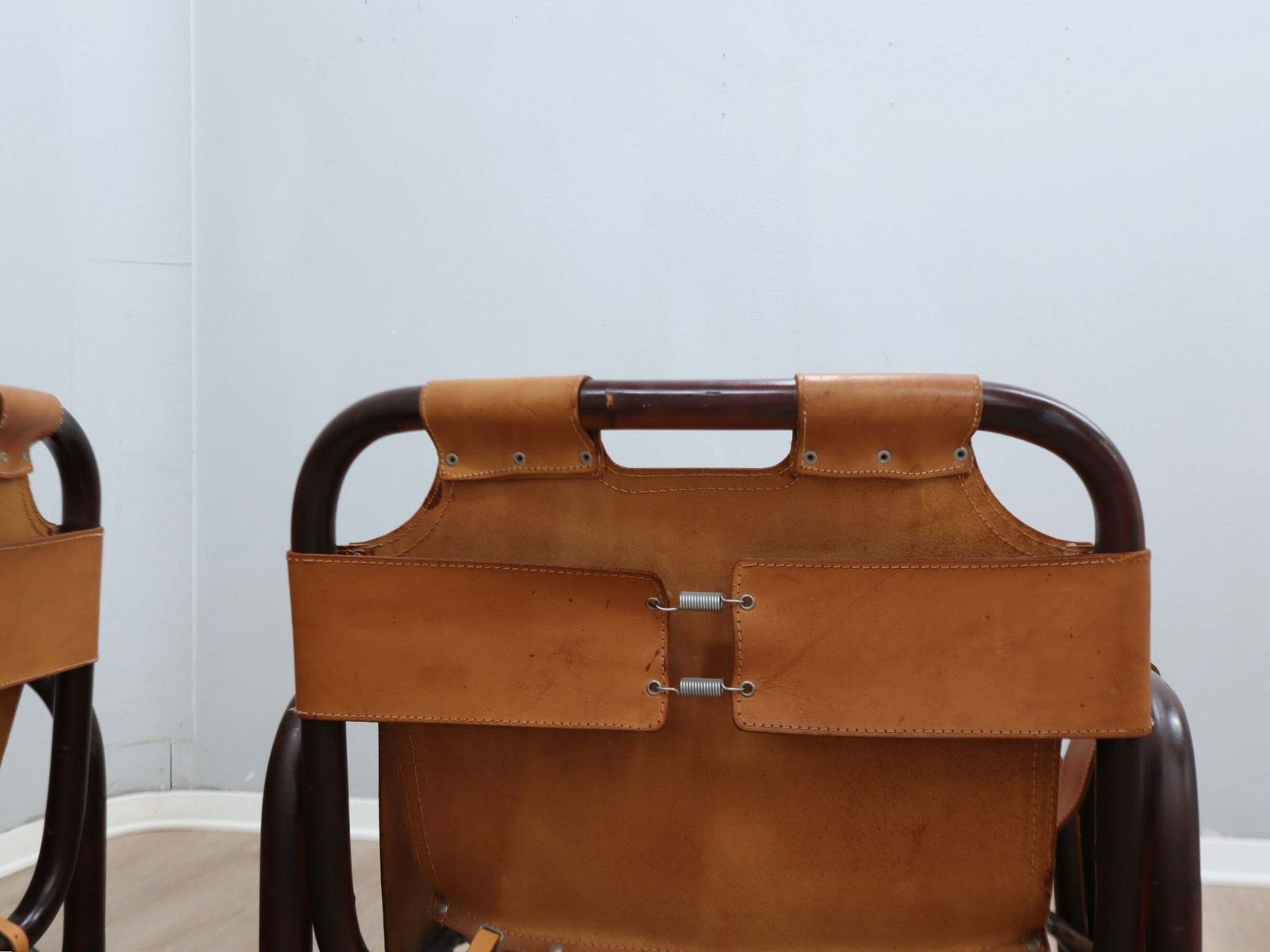 photo vinterior Mid-Century Tito Agnoli fauteuil, leer en bamboe, jaren 1960