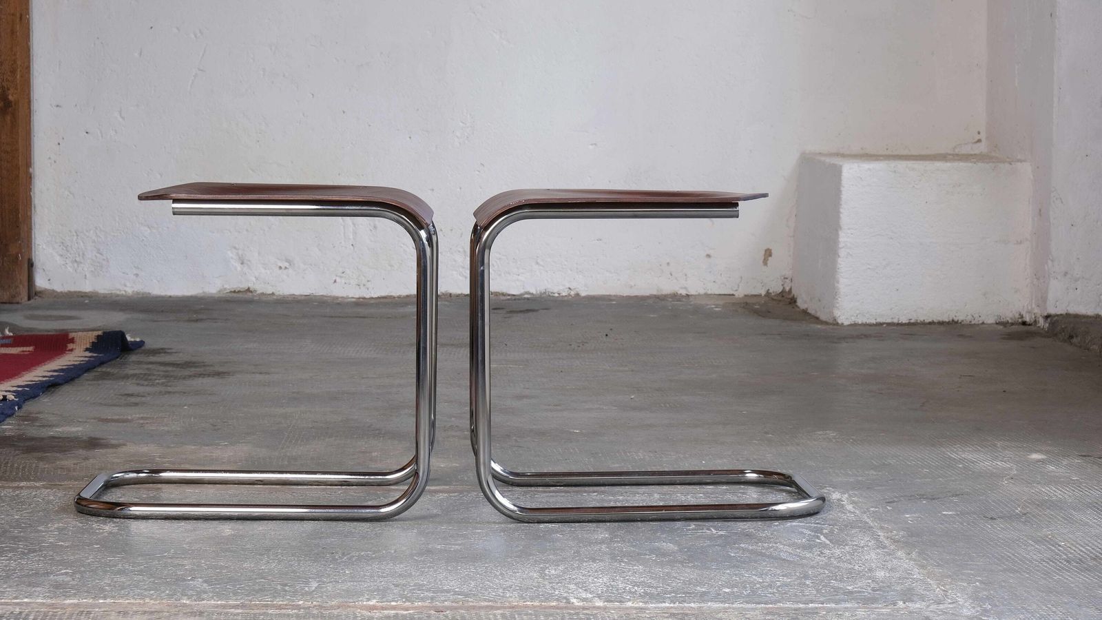 1 Of 2 Bauhaus Stools By Mart Stam In Dark Brown photo 957.0