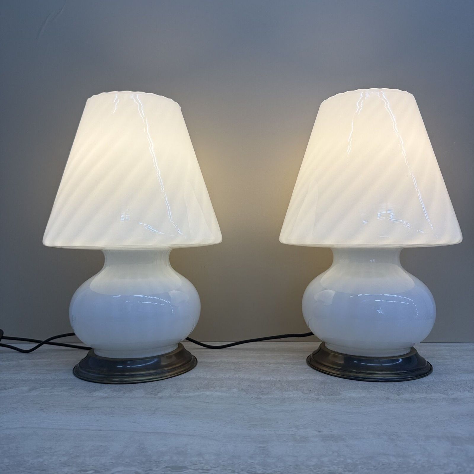 Xl Mid Century Design Murano Glass Swirl Lamps , 1970s photo furniture