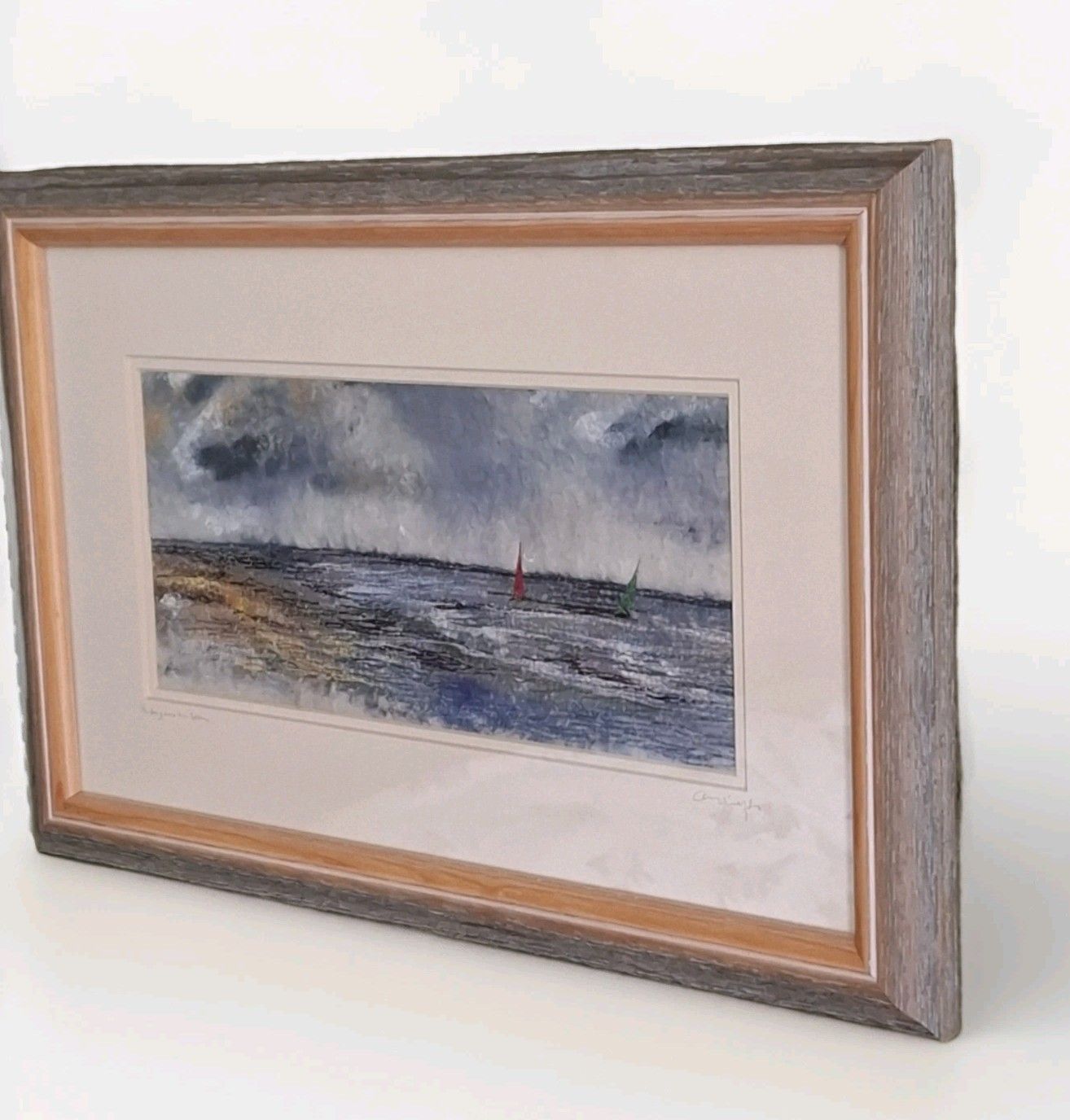 Caroline Hyde Brown One Off Textile Embroidered Seascape Solent Liberty London photo for sale