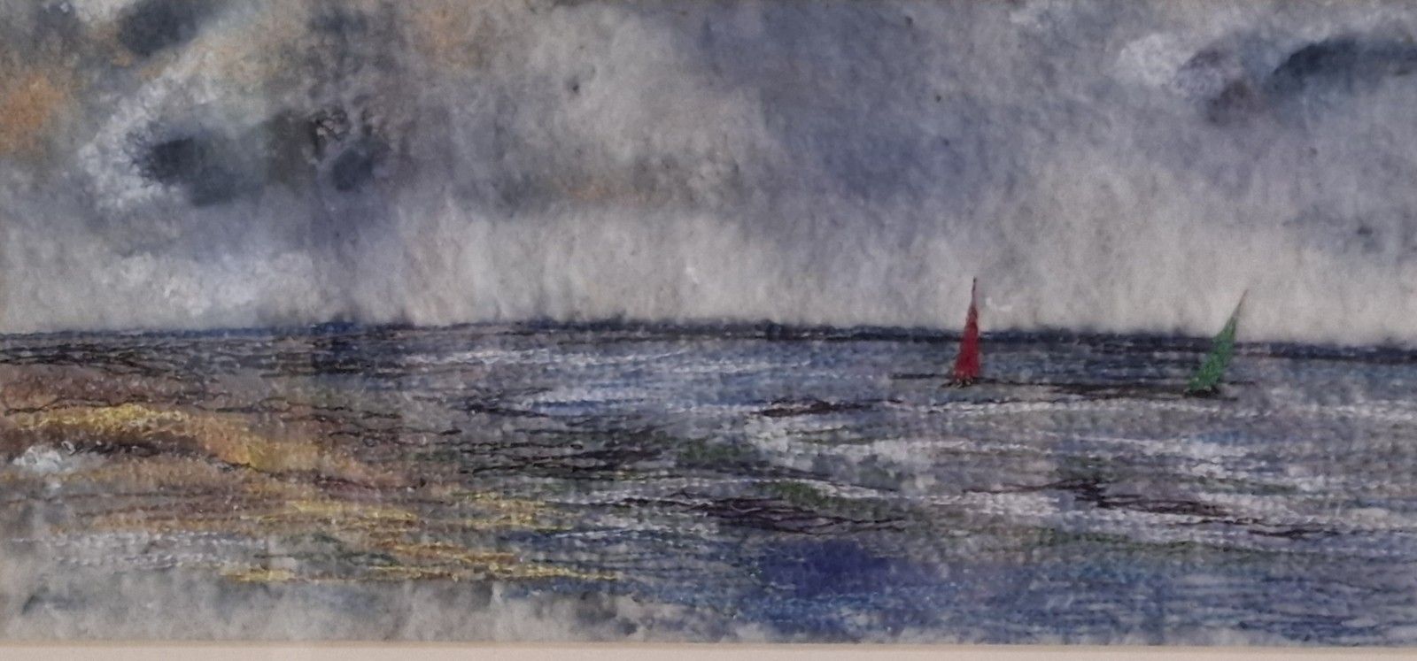 Caroline Hyde Brown One Off Textile Embroidered Seascape Solent Liberty London photo 60.0