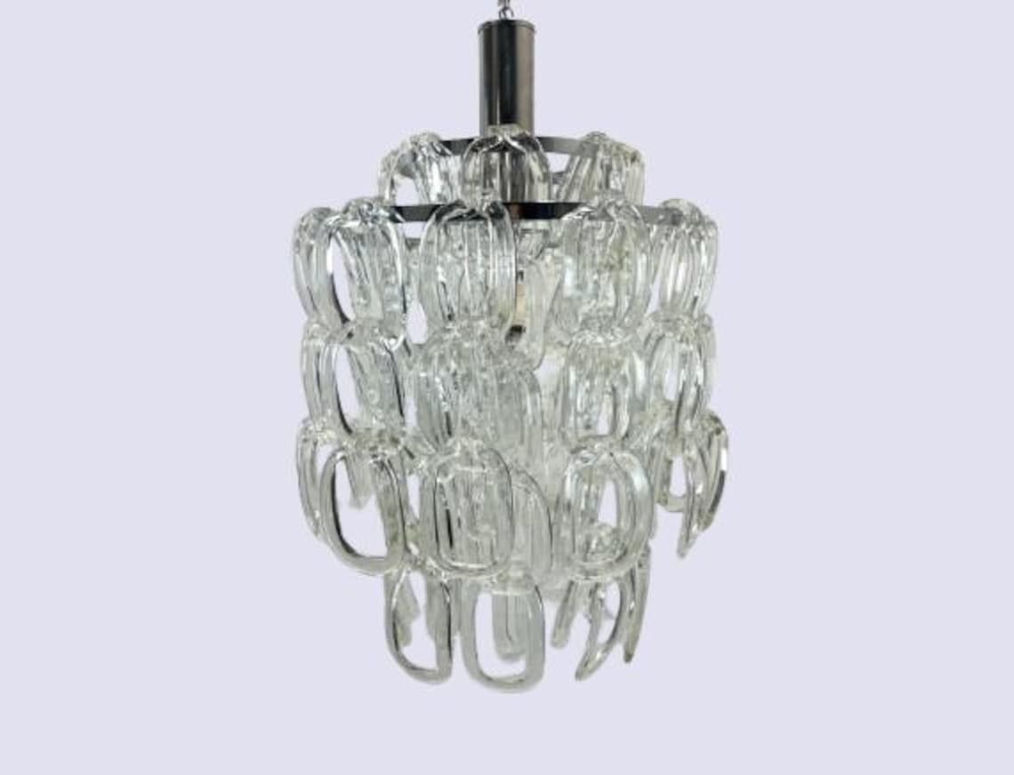 Murano Chandelier  Mid Century Chandelier  Italian Lamp 60s  Pop Art Glass Chandelier photo for sale