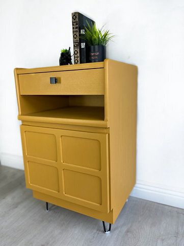 Mustard Yellow Nathan Drinks Cabinet  Mid‑Century Vintage Furniture  Kimterior photo for sale