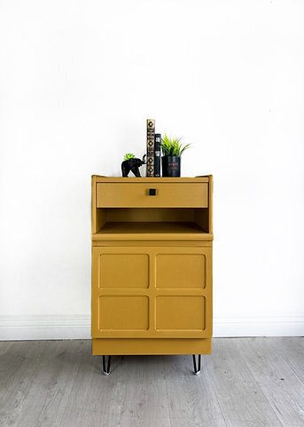 Mustard Yellow Nathan Drinks Cabinet  Mid‑Century Vintage Furniture  Kimterior