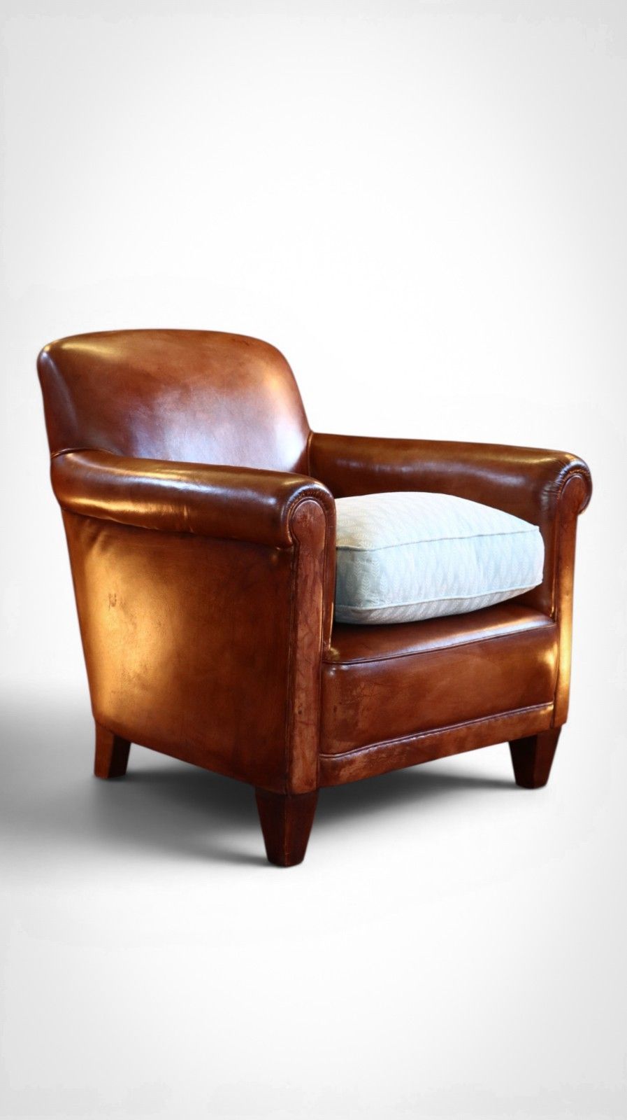 Laura Ashley Burlington Leather Library Club Fireside Leather Armchair Tan Del🚚