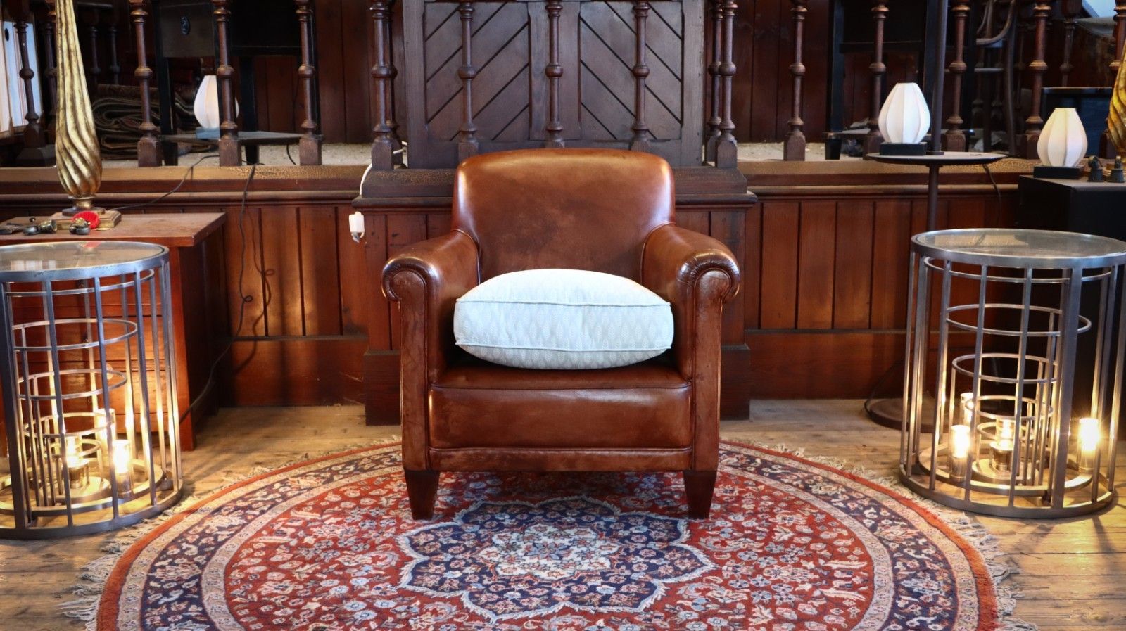 Laura Ashley Burlington Leather Library Club Fireside Leather Armchair Tan Del🚚 photo Furniture